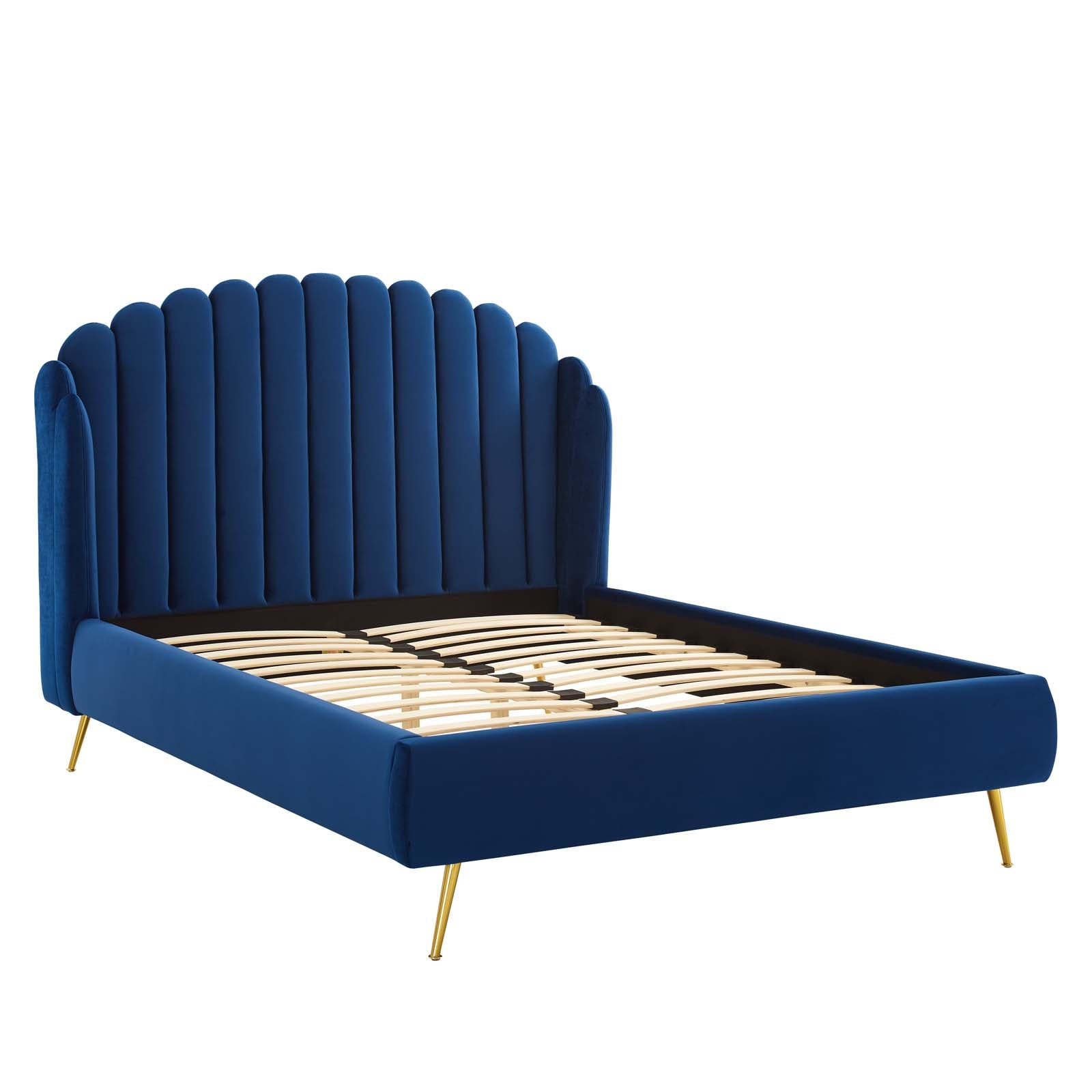 Lana Queen Performance Velvet Wingback Platform Bed - East Shore Modern Home Furnishings