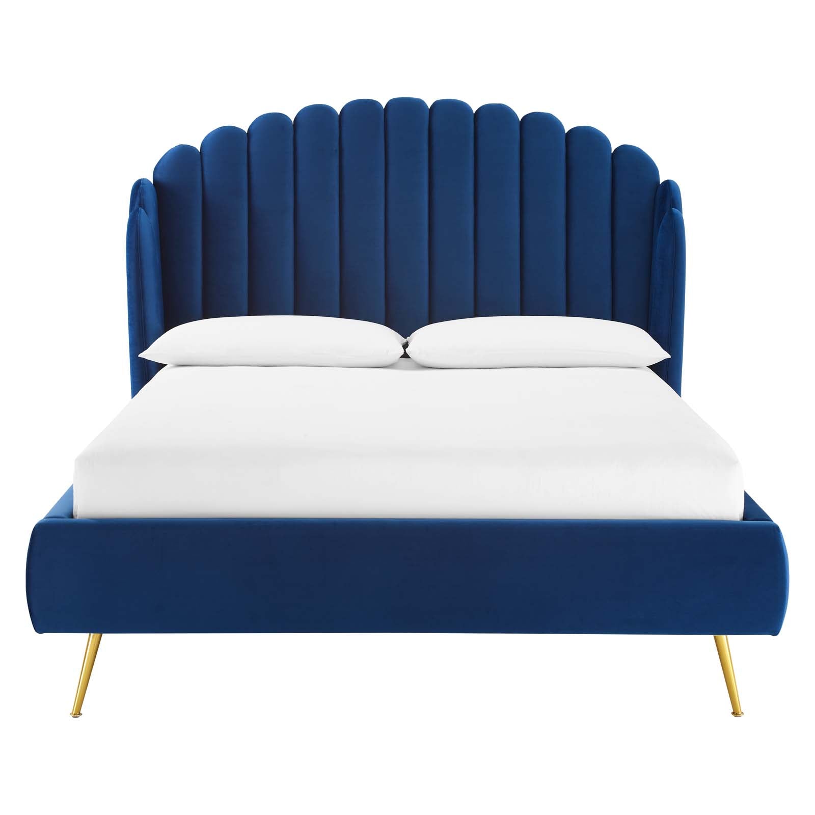 Lana Queen Performance Velvet Wingback Platform Bed - East Shore Modern Home Furnishings