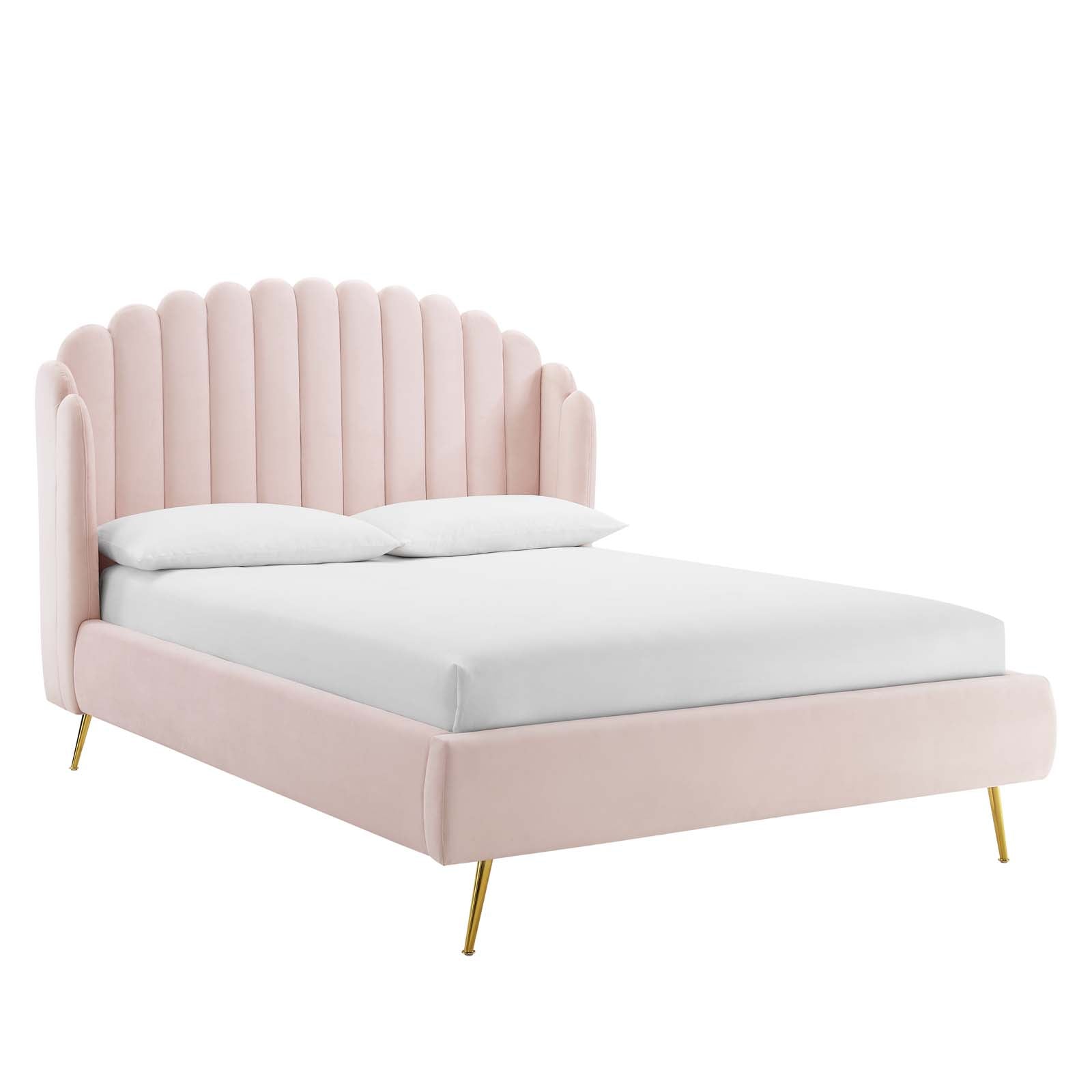 Lana Queen Performance Velvet Wingback Platform Bed - East Shore Modern Home Furnishings