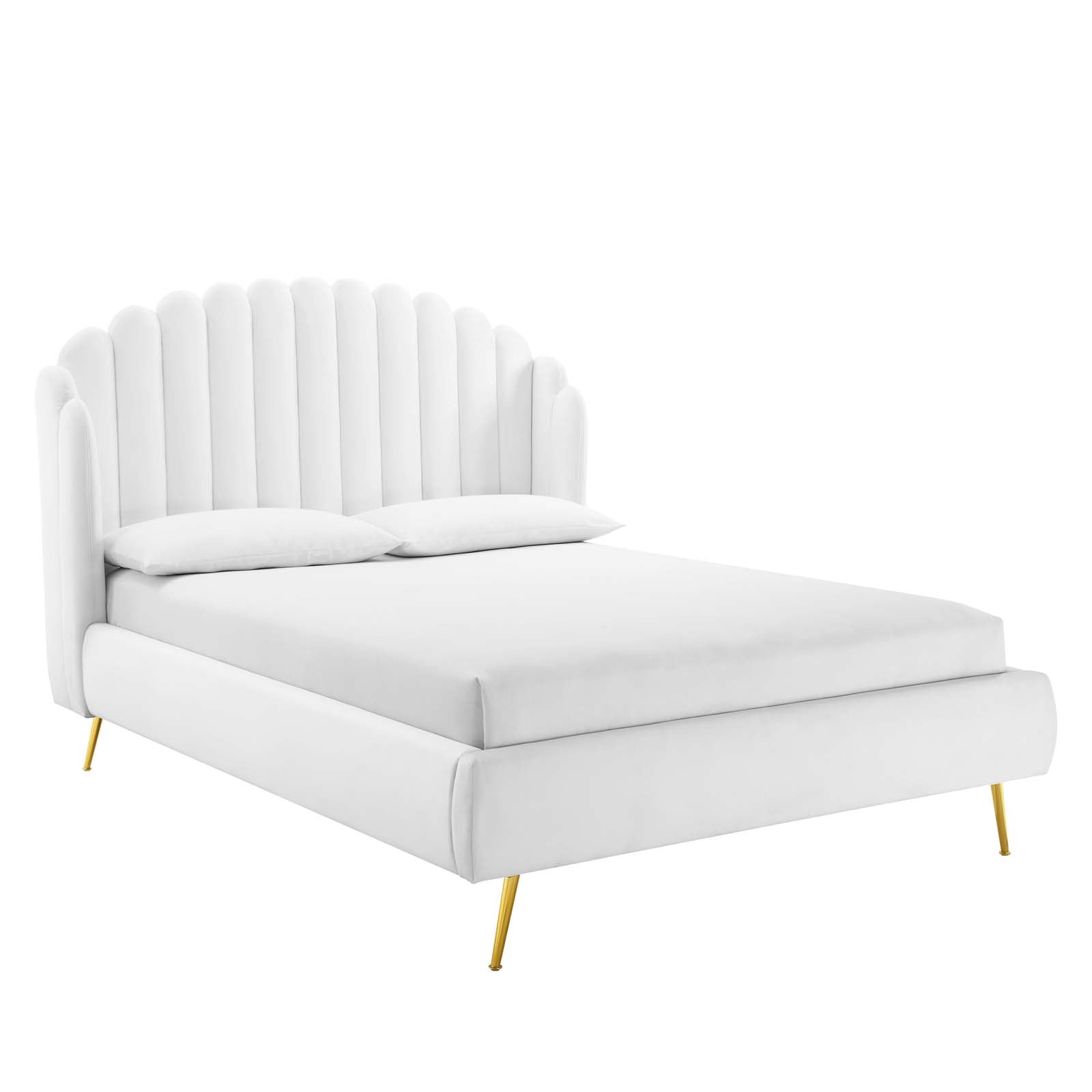 Lana Queen Performance Velvet Wingback Platform Bed - East Shore Modern Home Furnishings