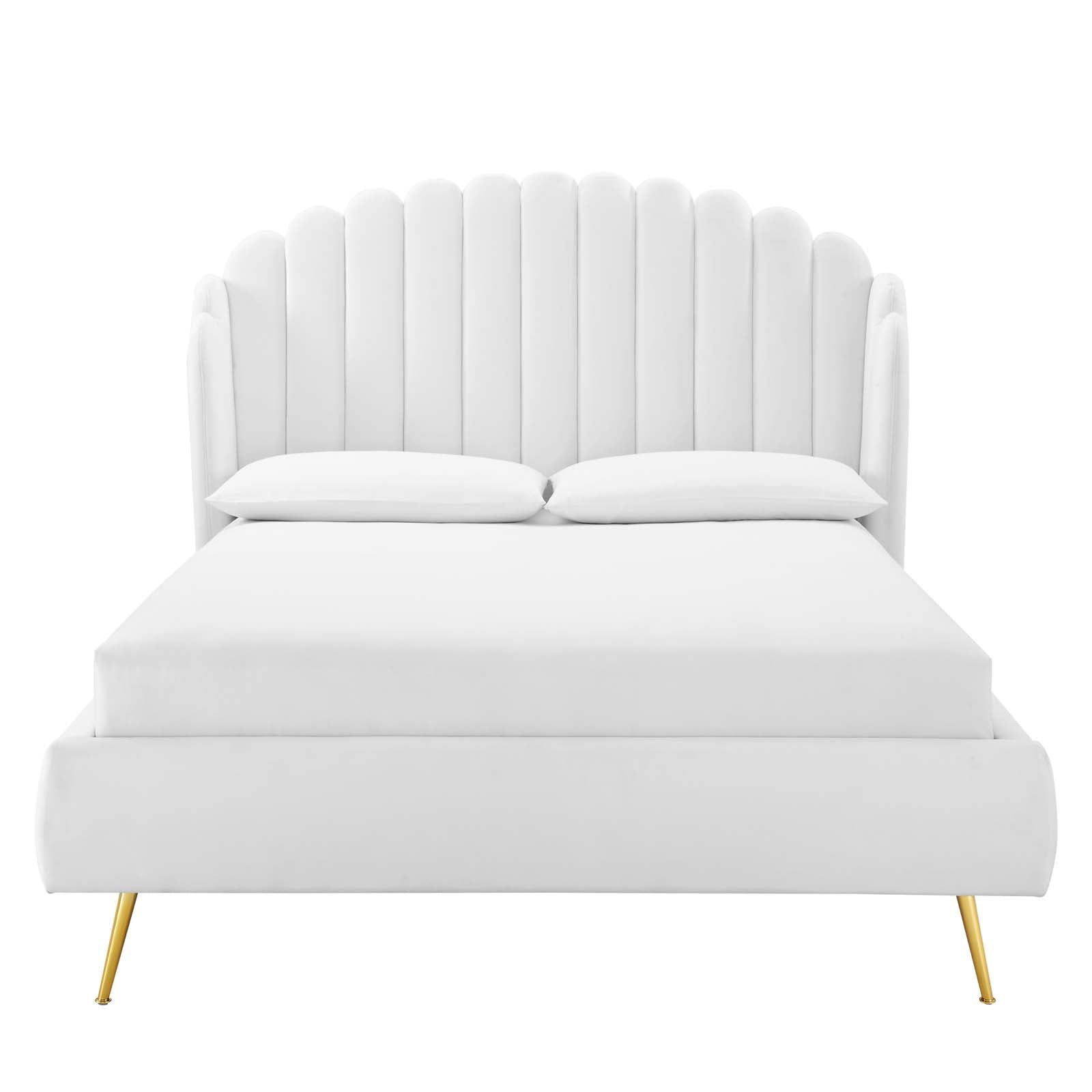 Lana Queen Performance Velvet Wingback Platform Bed - East Shore Modern Home Furnishings