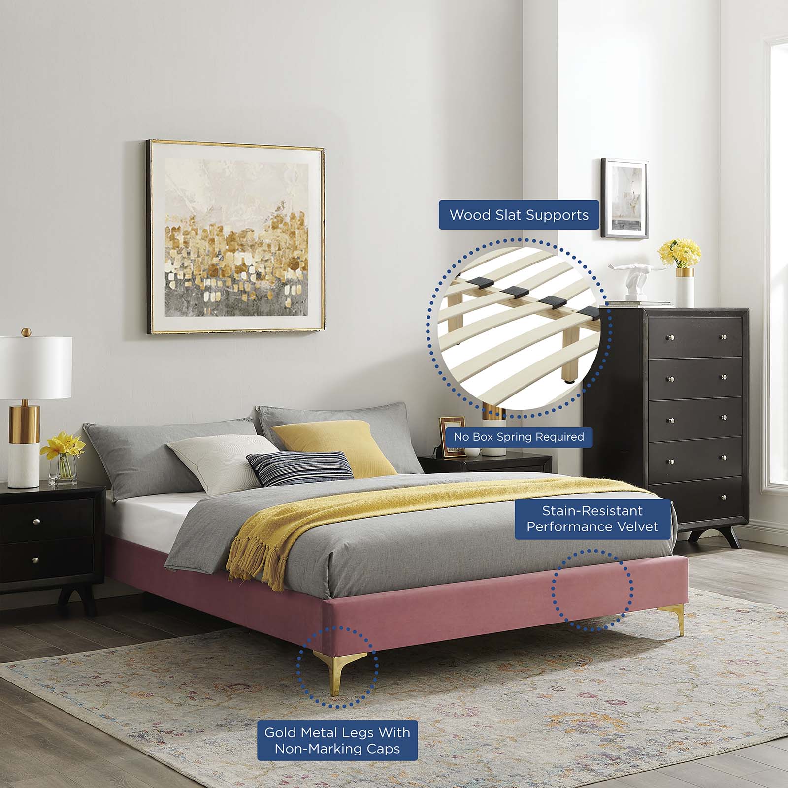 Sutton Performance Velvet Bed Frame - East Shore Modern Home Furnishings