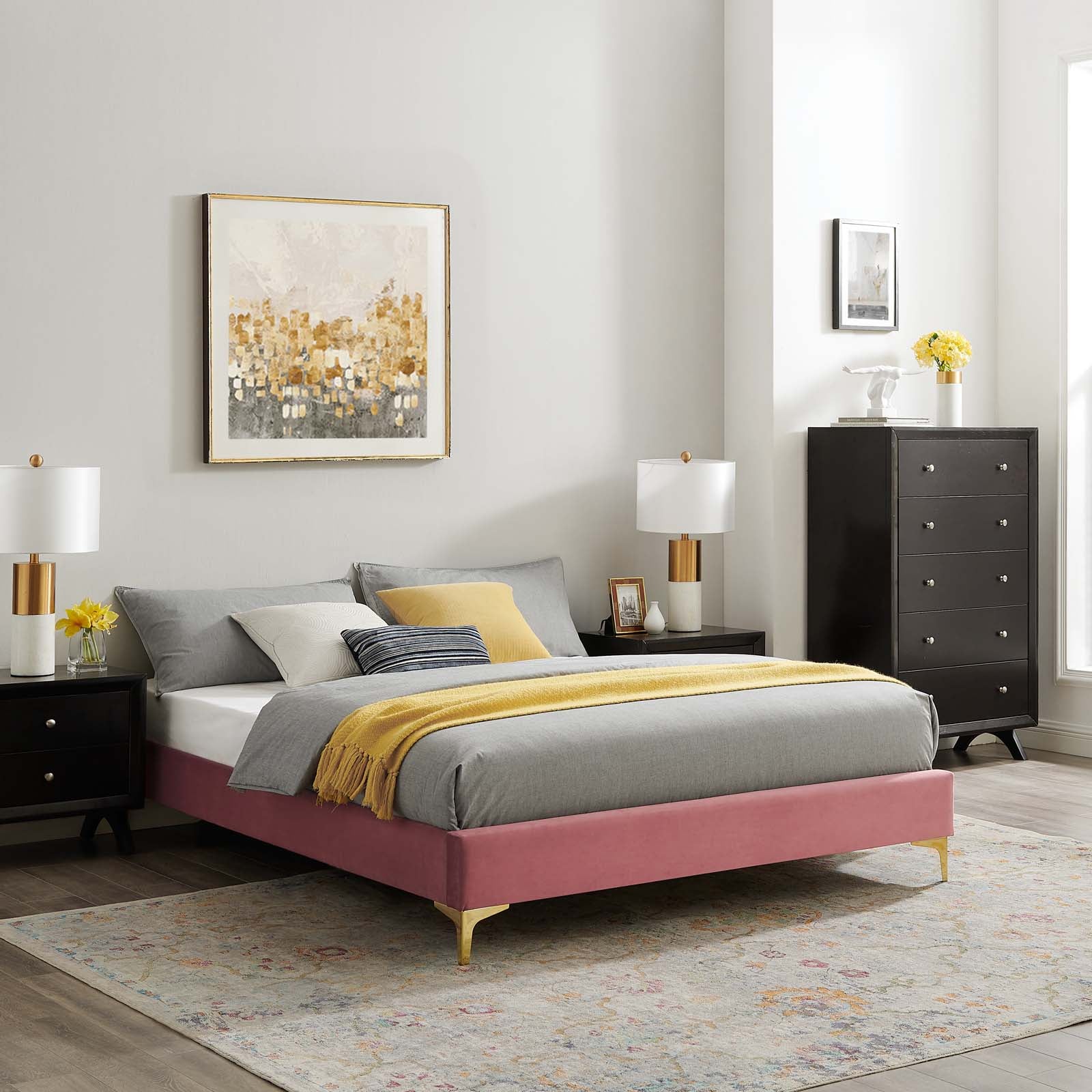 Sutton Performance Velvet Bed Frame - East Shore Modern Home Furnishings