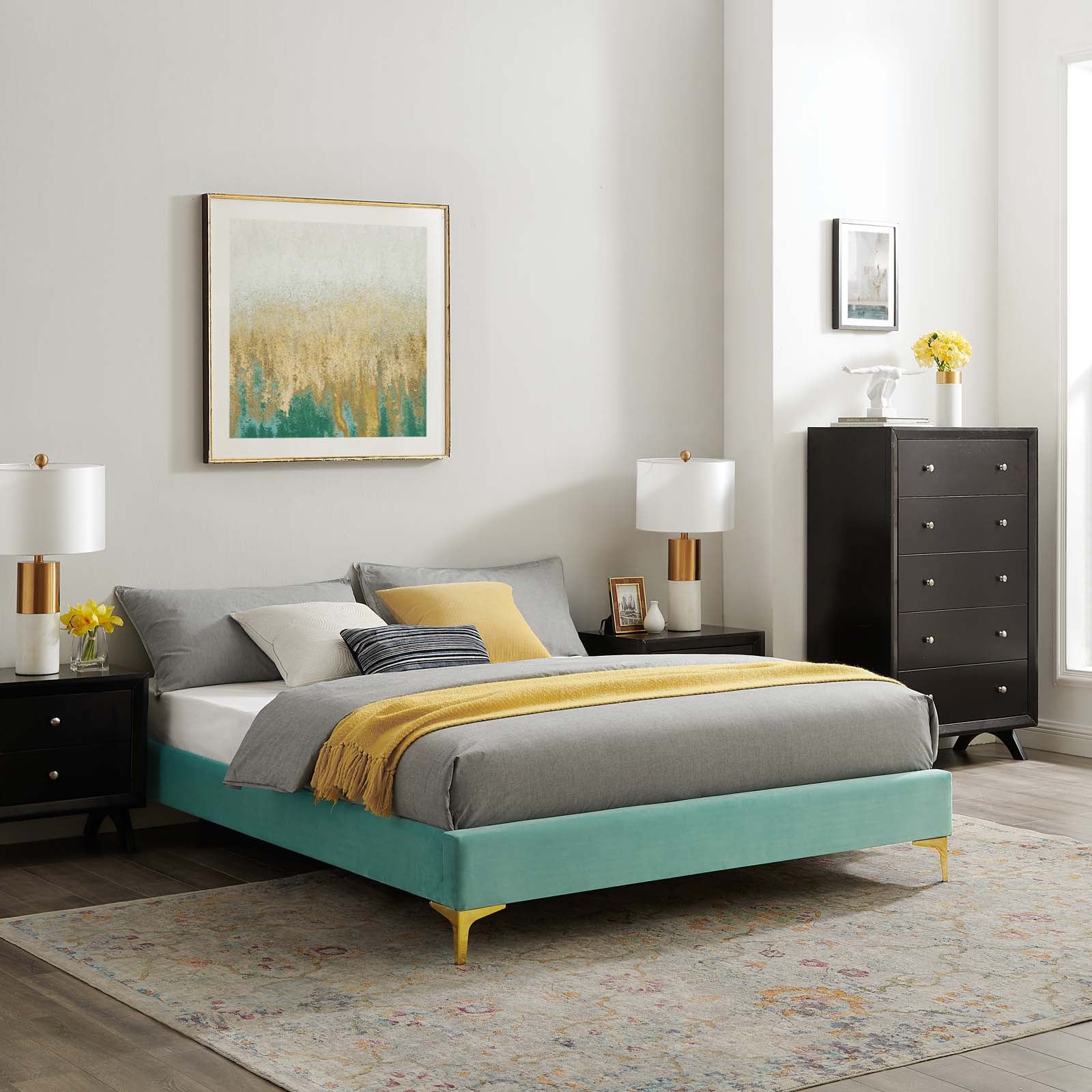 Sutton Performance Velvet Bed Frame - East Shore Modern Home Furnishings