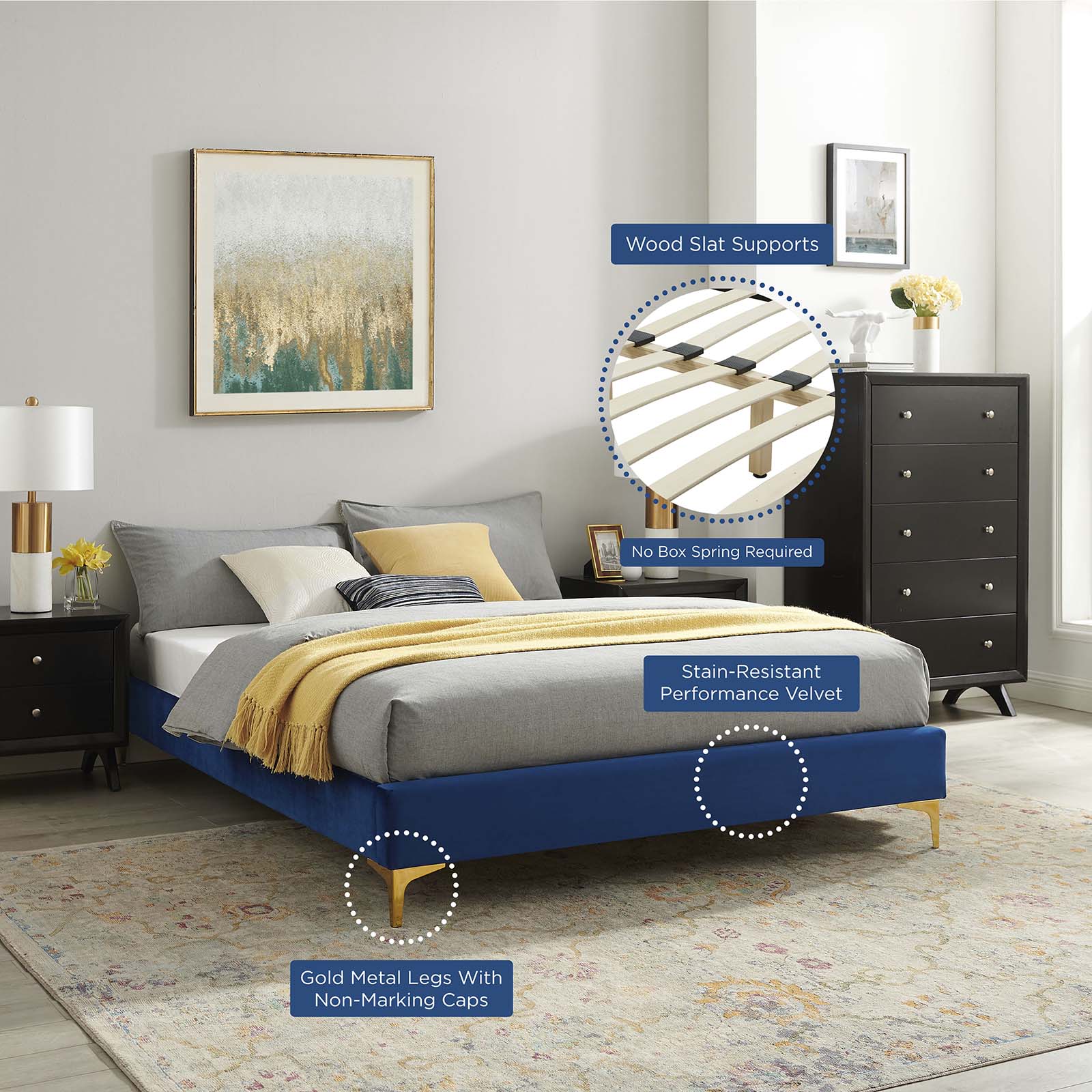 Sutton Performance Velvet Bed Frame - East Shore Modern Home Furnishings