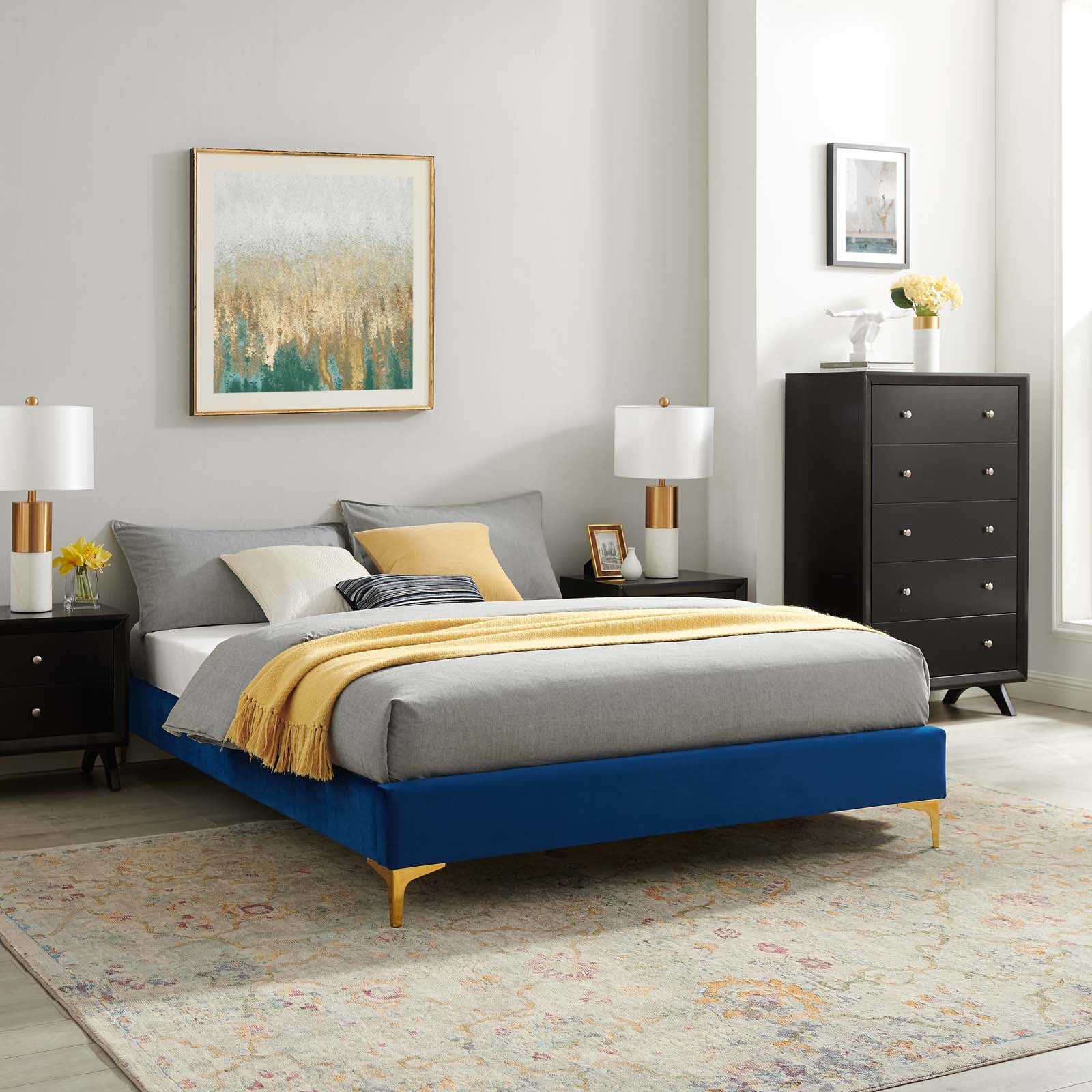 Sutton Performance Velvet Bed Frame - East Shore Modern Home Furnishings