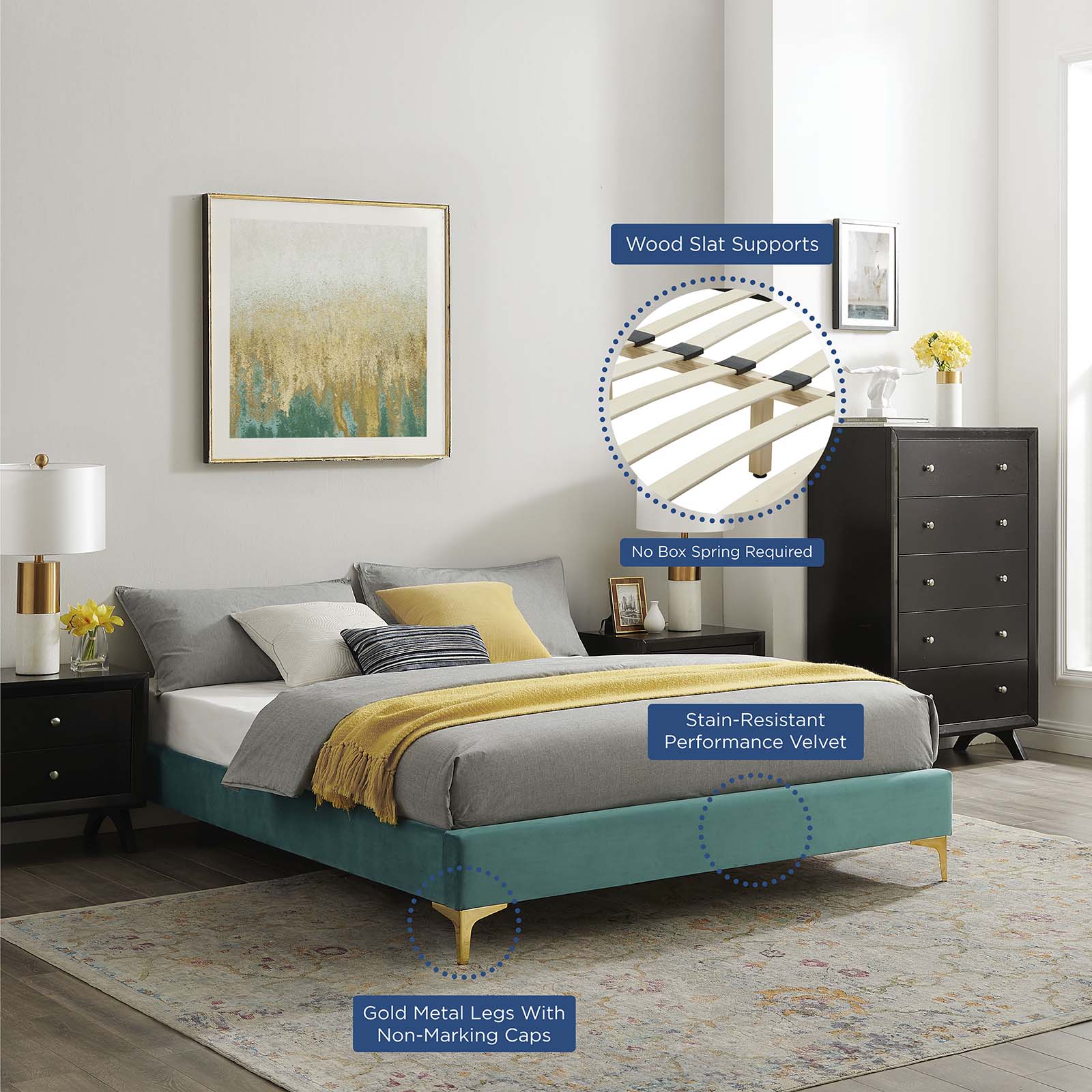 Sutton Performance Velvet Bed Frame
