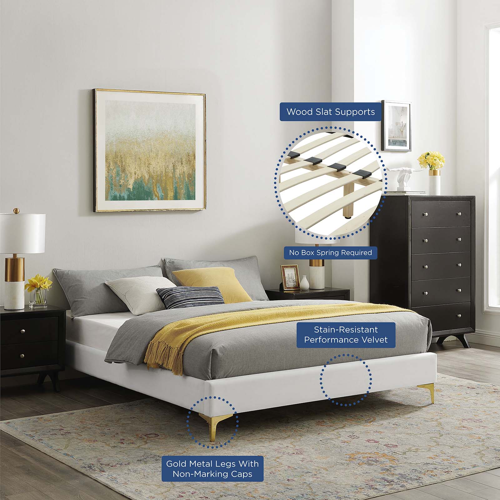 Sutton Performance Velvet Bed Frame - East Shore Modern Home Furnishings