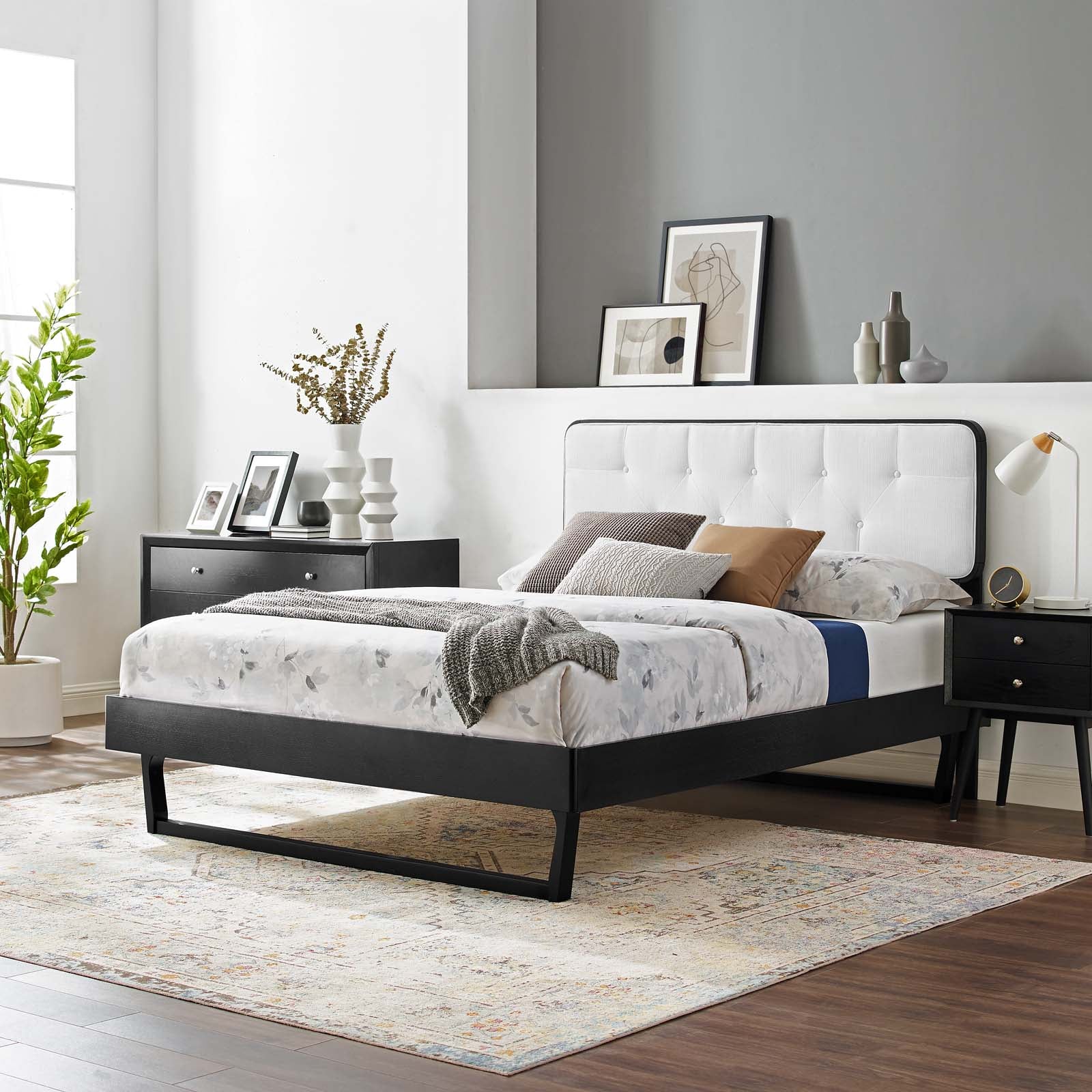 Bridgette Queen Wood Platform Bed With Angular Frame - East Shore Modern Home Furnishings