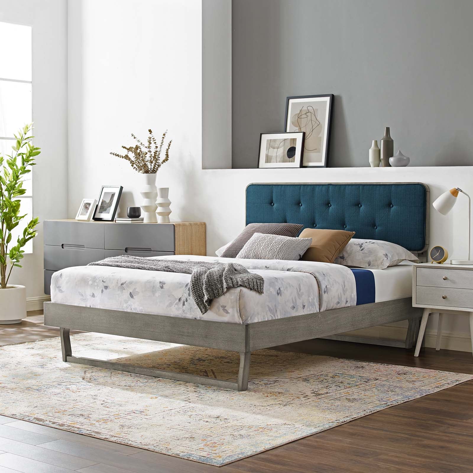 Bridgette Queen Wood Platform Bed With Angular Frame - East Shore Modern Home Furnishings