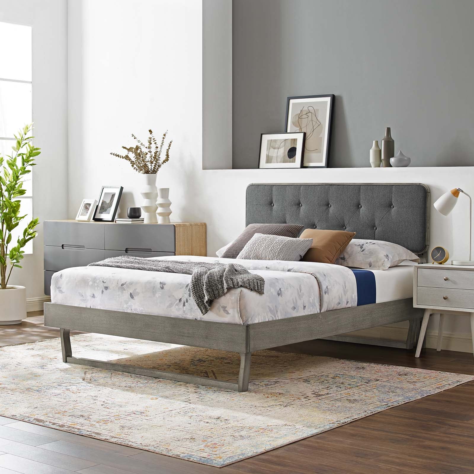 Bridgette Queen Wood Platform Bed With Angular Frame - East Shore Modern Home Furnishings