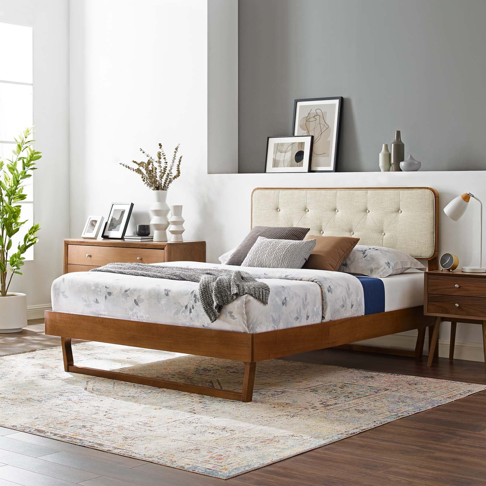 Bridgette Queen Wood Platform Bed With Angular Frame - East Shore Modern Home Furnishings