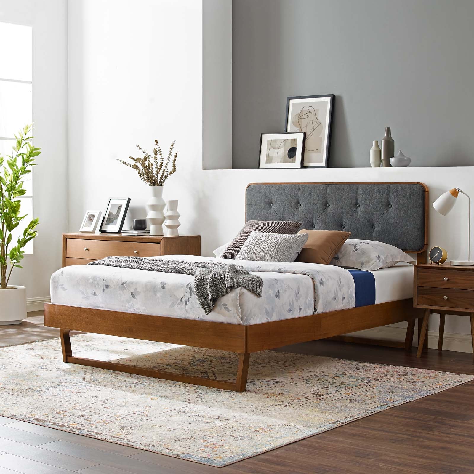 Bridgette Queen Wood Platform Bed With Angular Frame - East Shore Modern Home Furnishings