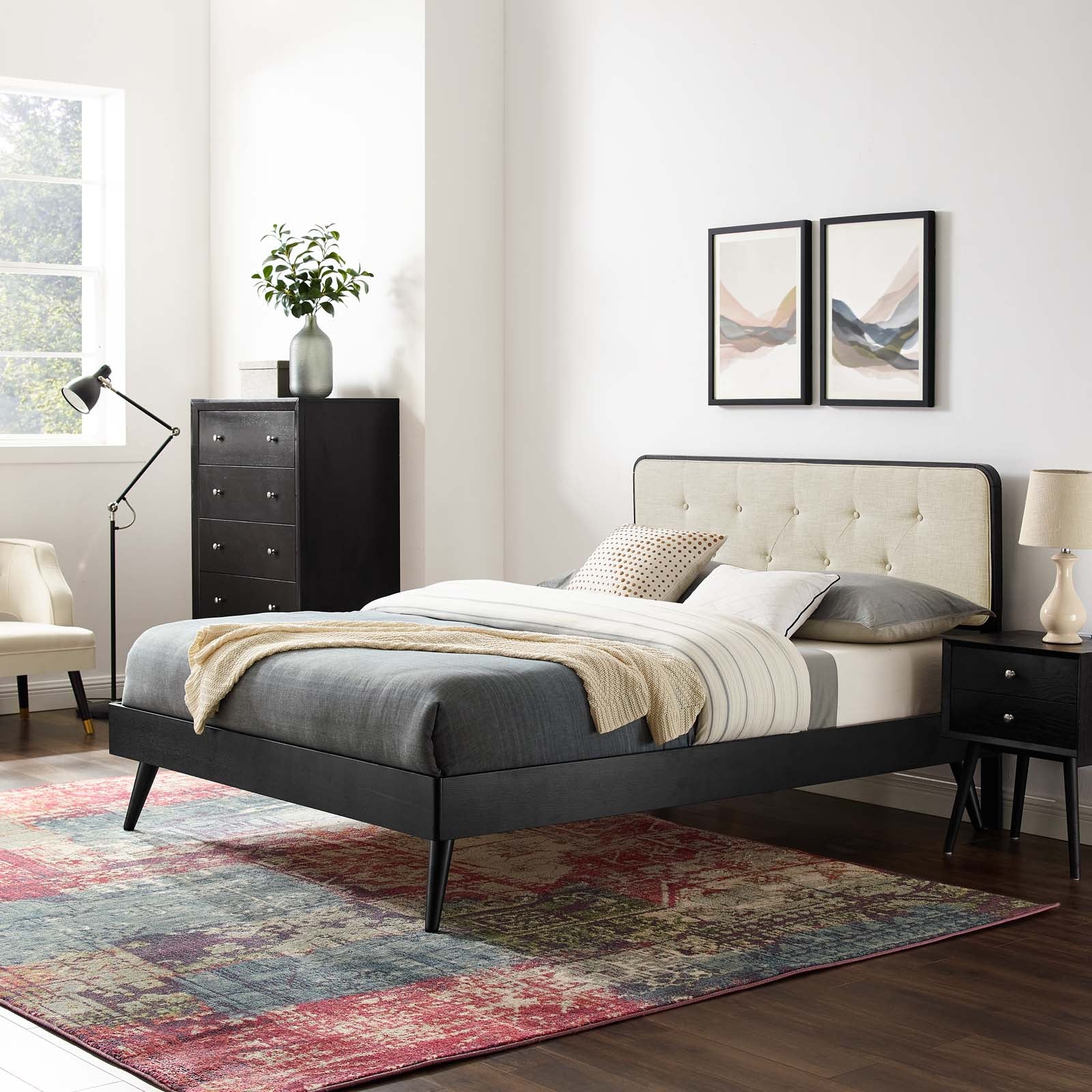 Bridgette Queen Wood Platform Bed With Splayed Legs - East Shore Modern Home Furnishings