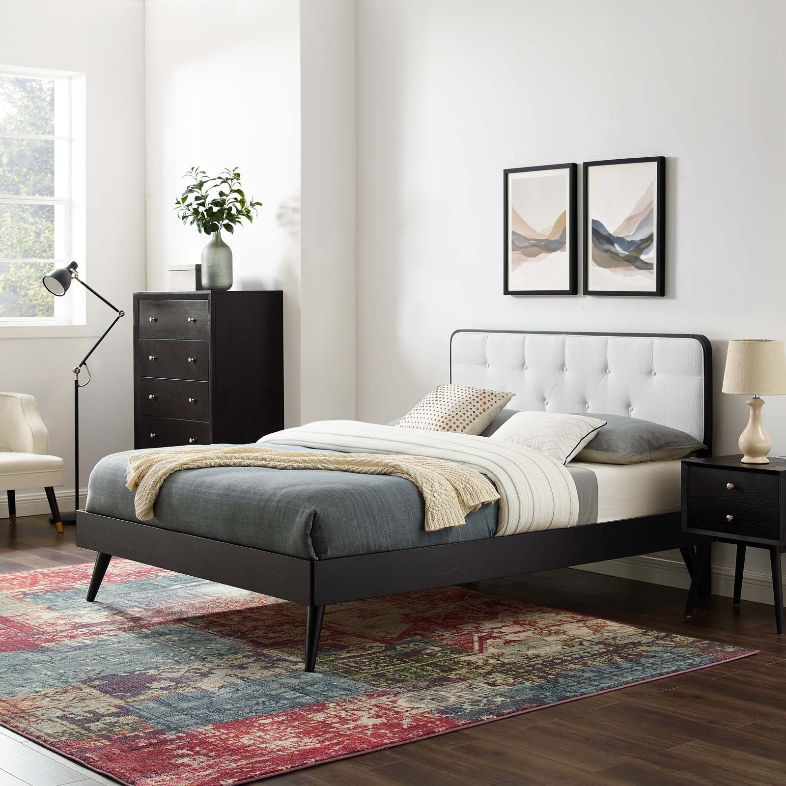 Bridgette Queen Wood Platform Bed With Splayed Legs