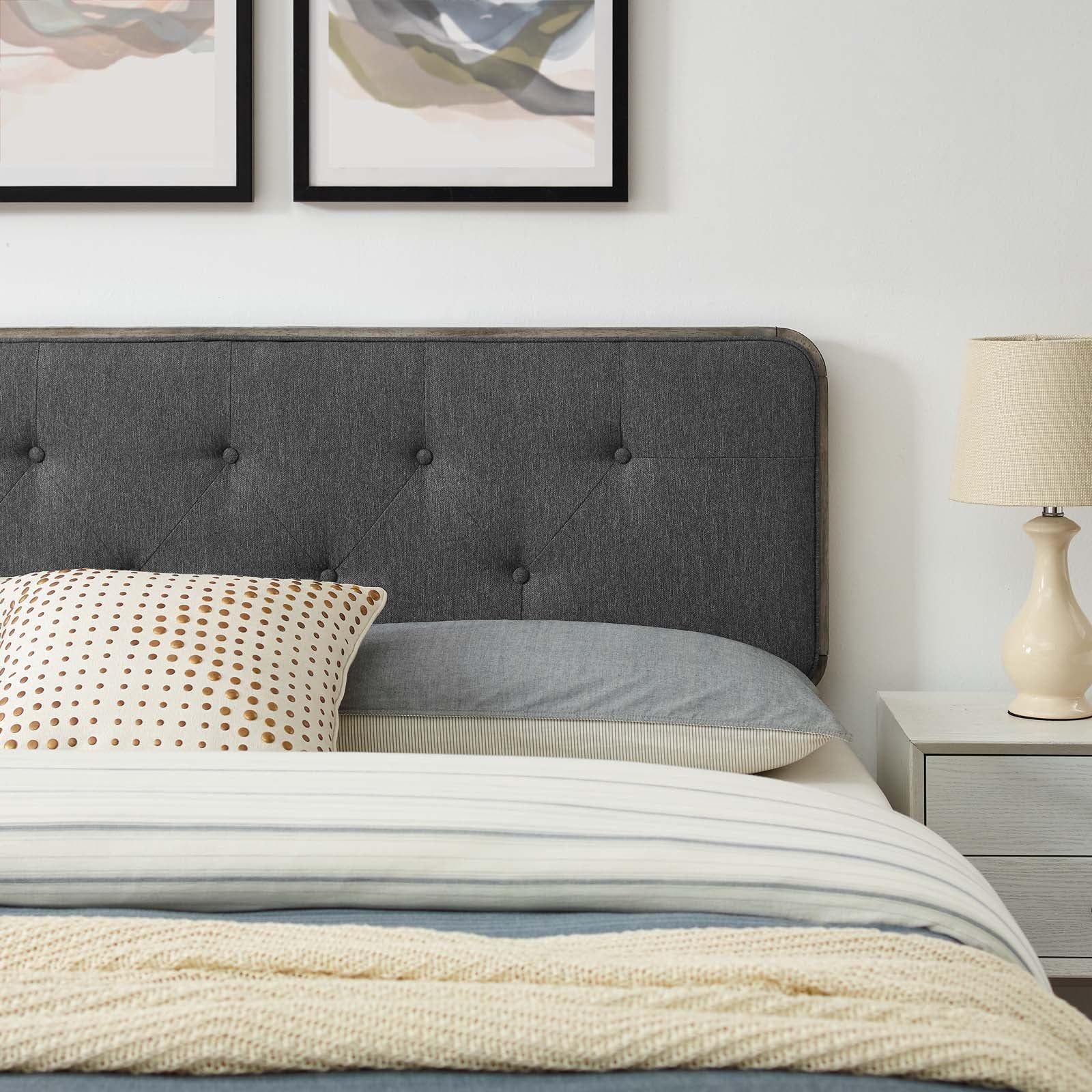 Bridgette Queen Wood Platform Bed With Splayed Legs