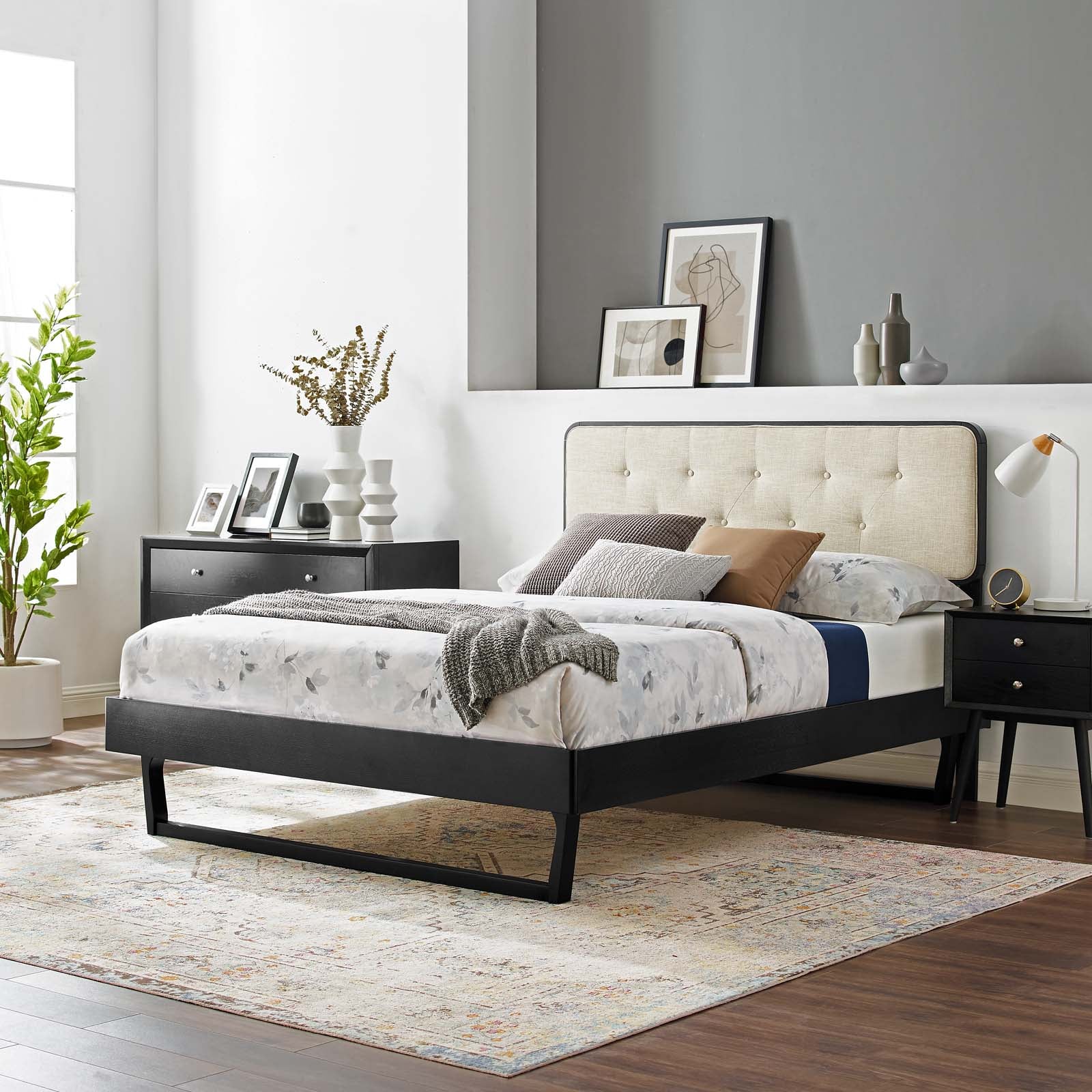 Bridgette Full Wood Platform Bed With Angular Frame - East Shore Modern Home Furnishings