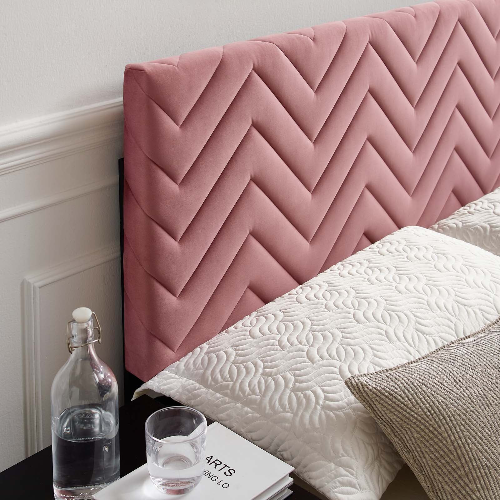 Mercy Chevron Tufted Performance Velvet Headboard - East Shore Modern Home Furnishings