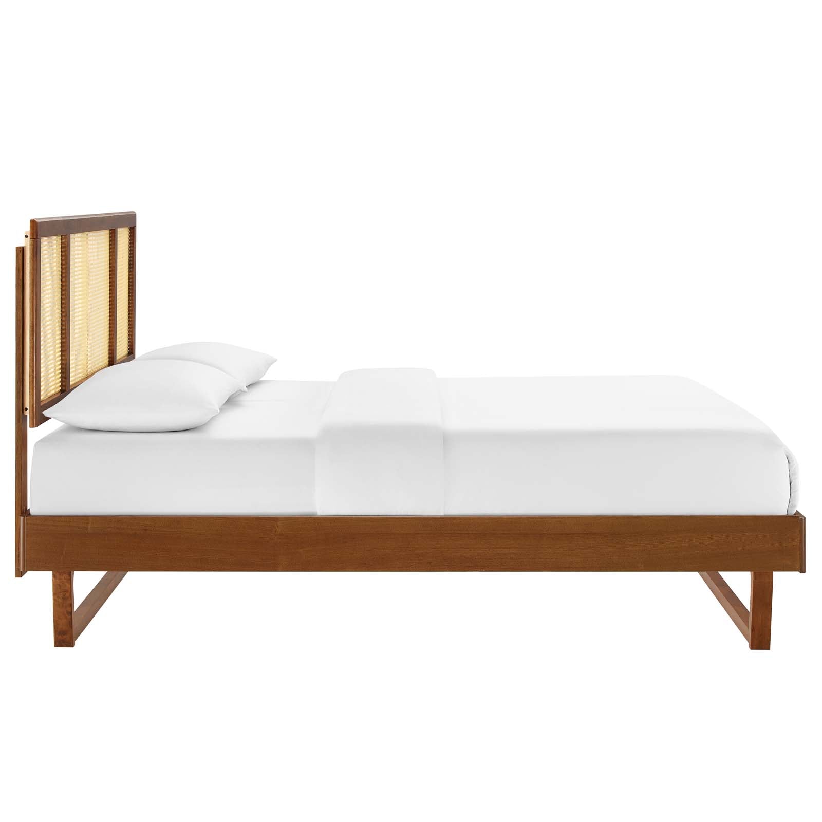 Kelsea Cane and Wood Platform Bed With Angular Legs - East Shore Modern Home Furnishings