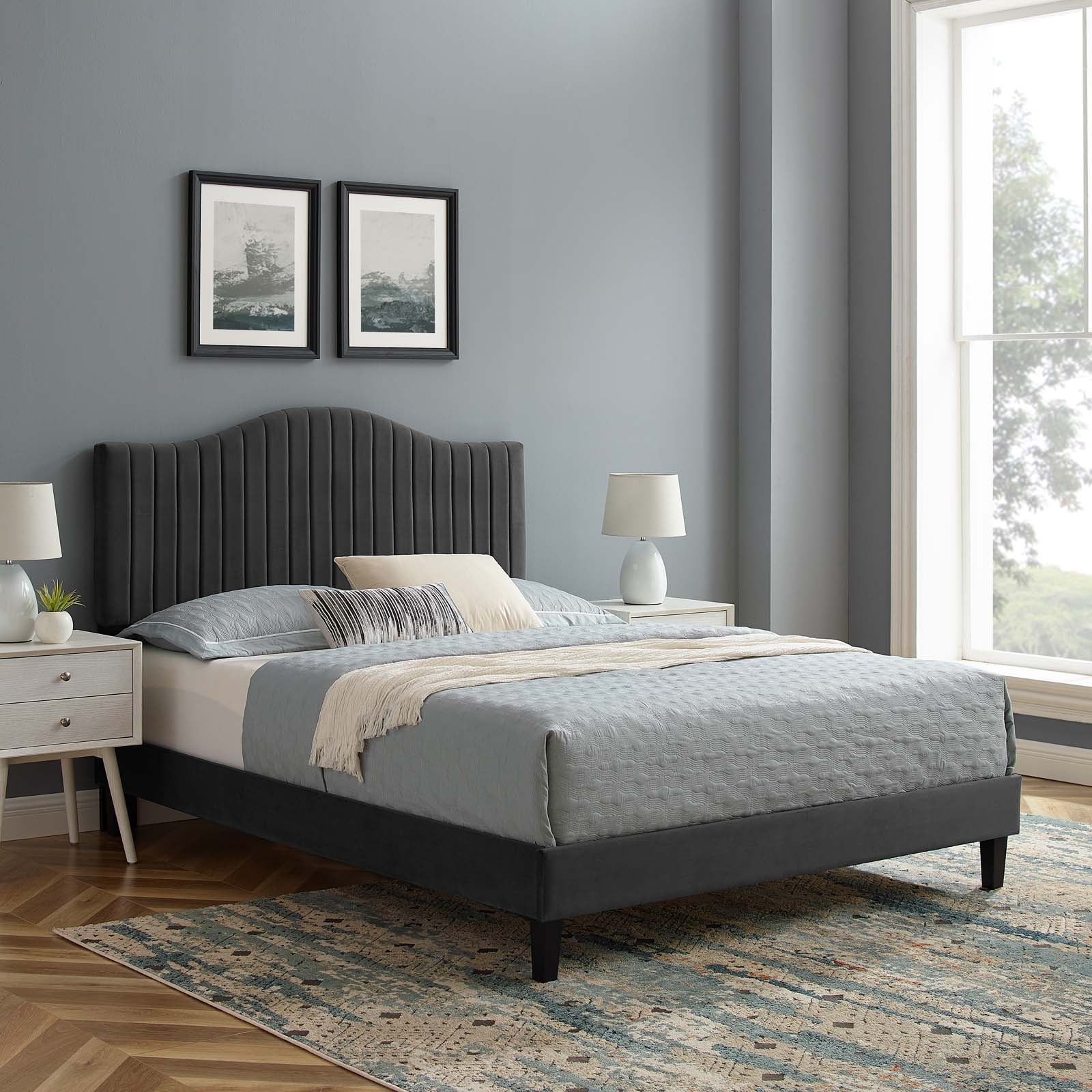 Juniper Channel Tufted Performance Velvet King Platform Bed