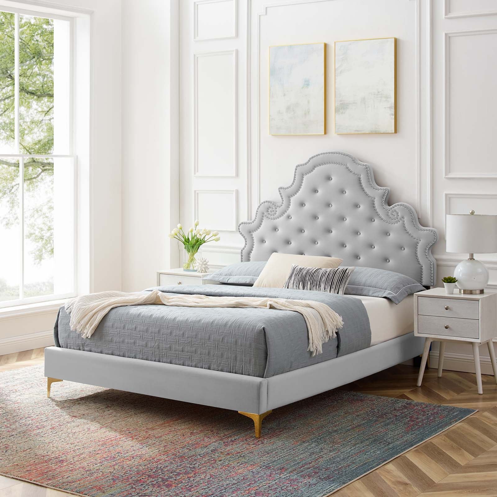 Gwyneth Tufted Performance Velvet Twin Platform Bed