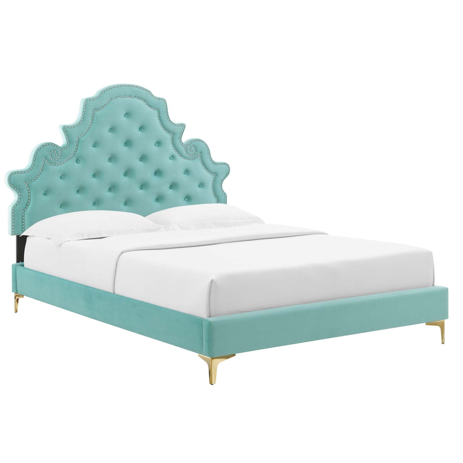 Gwyneth Tufted Performance Velvet Twin Platform Bed
