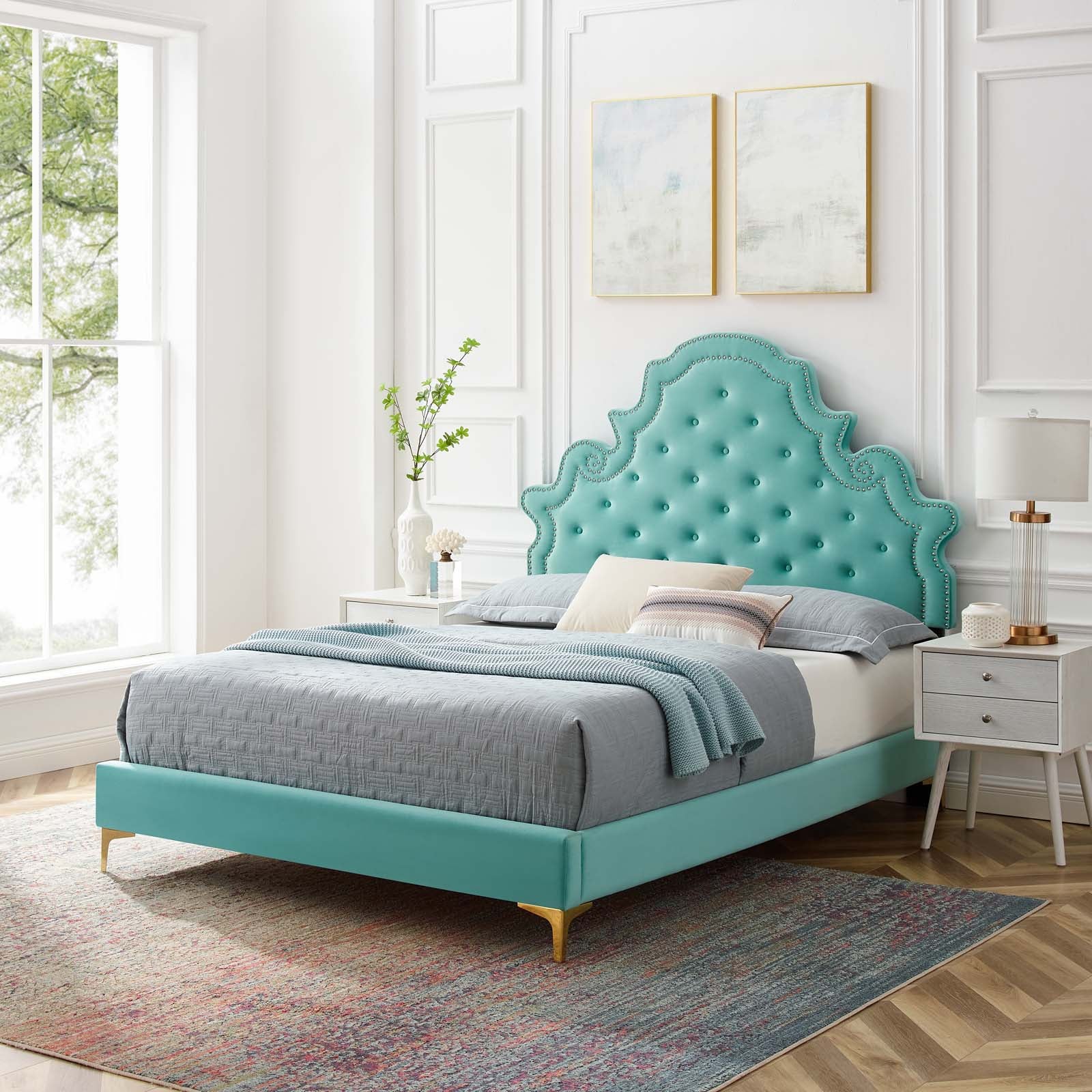 Gwyneth Tufted Performance Velvet Twin Platform Bed