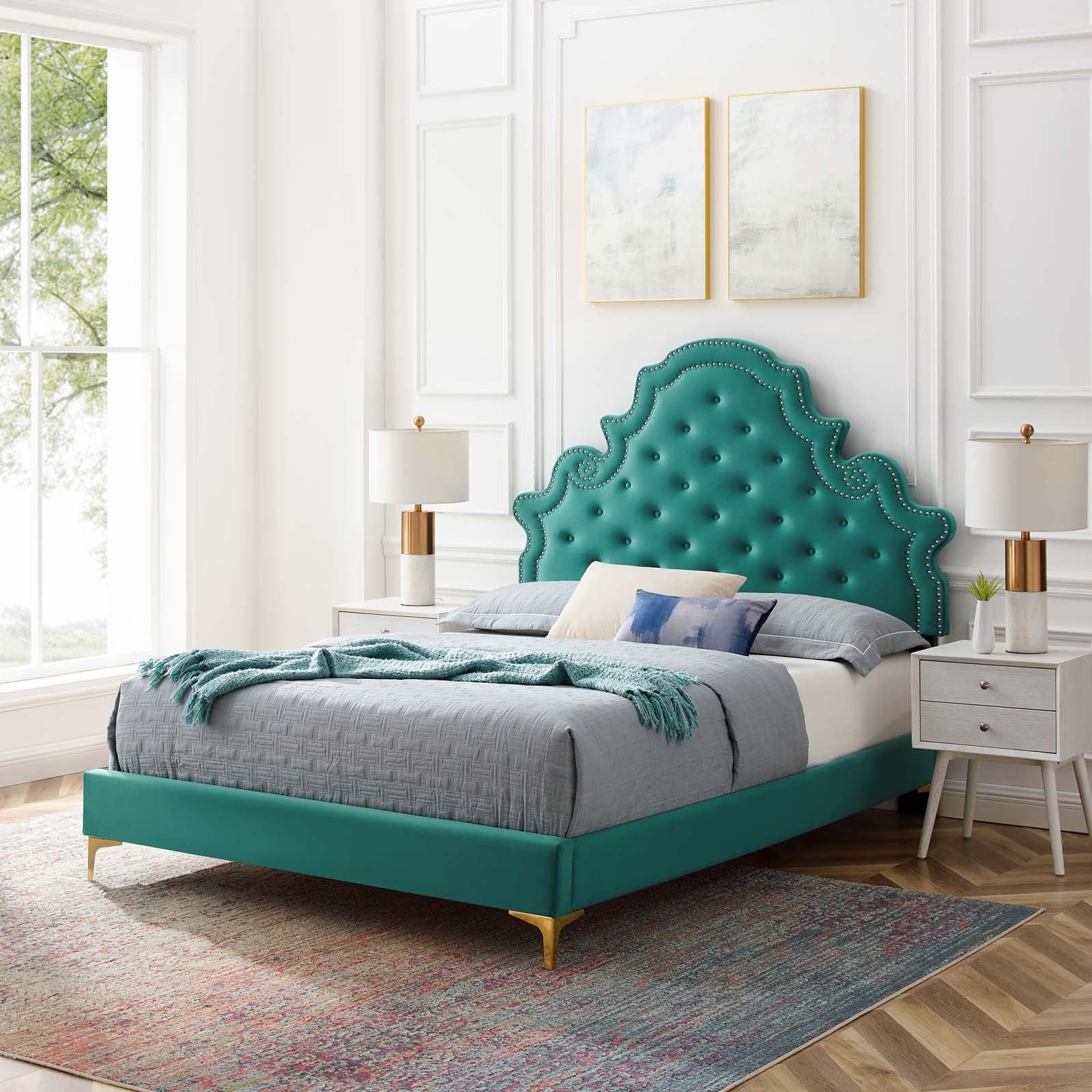 Gwyneth Tufted Performance Velvet Twin Platform Bed