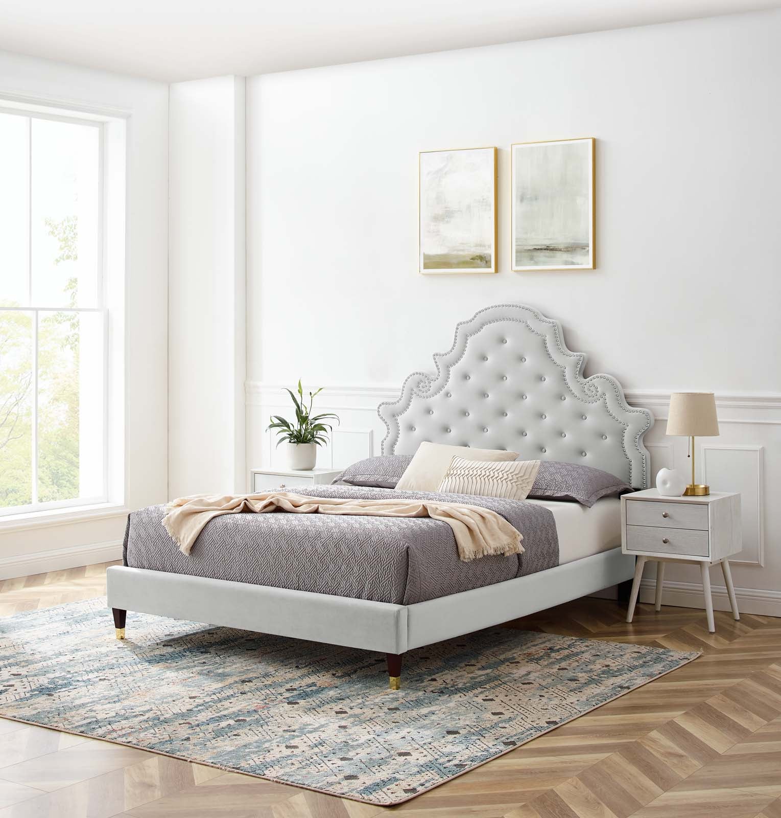 Gwyneth Tufted Performance Velvet Twin Platform Bed