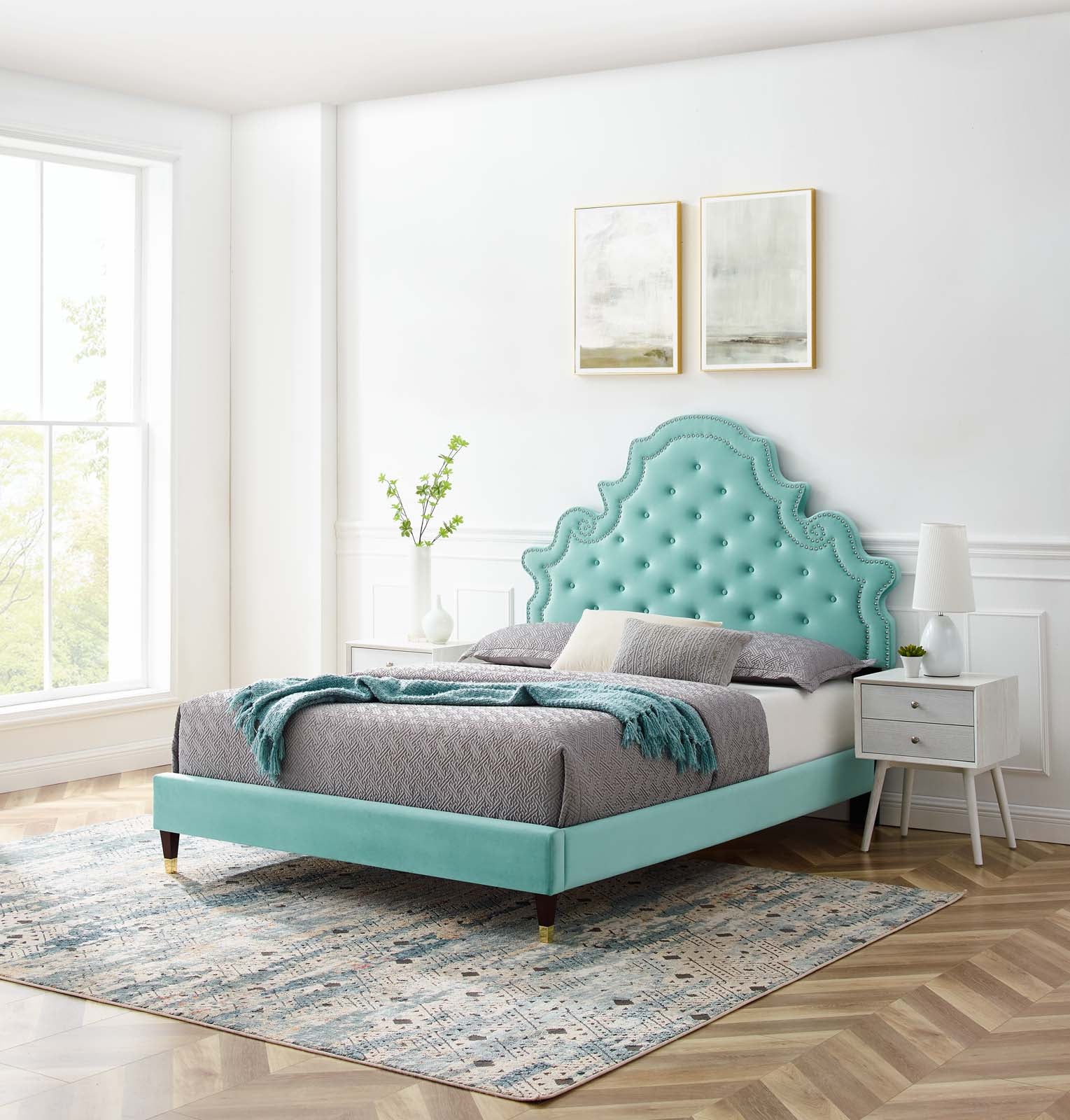 Gwyneth Tufted Performance Velvet Twin Platform Bed