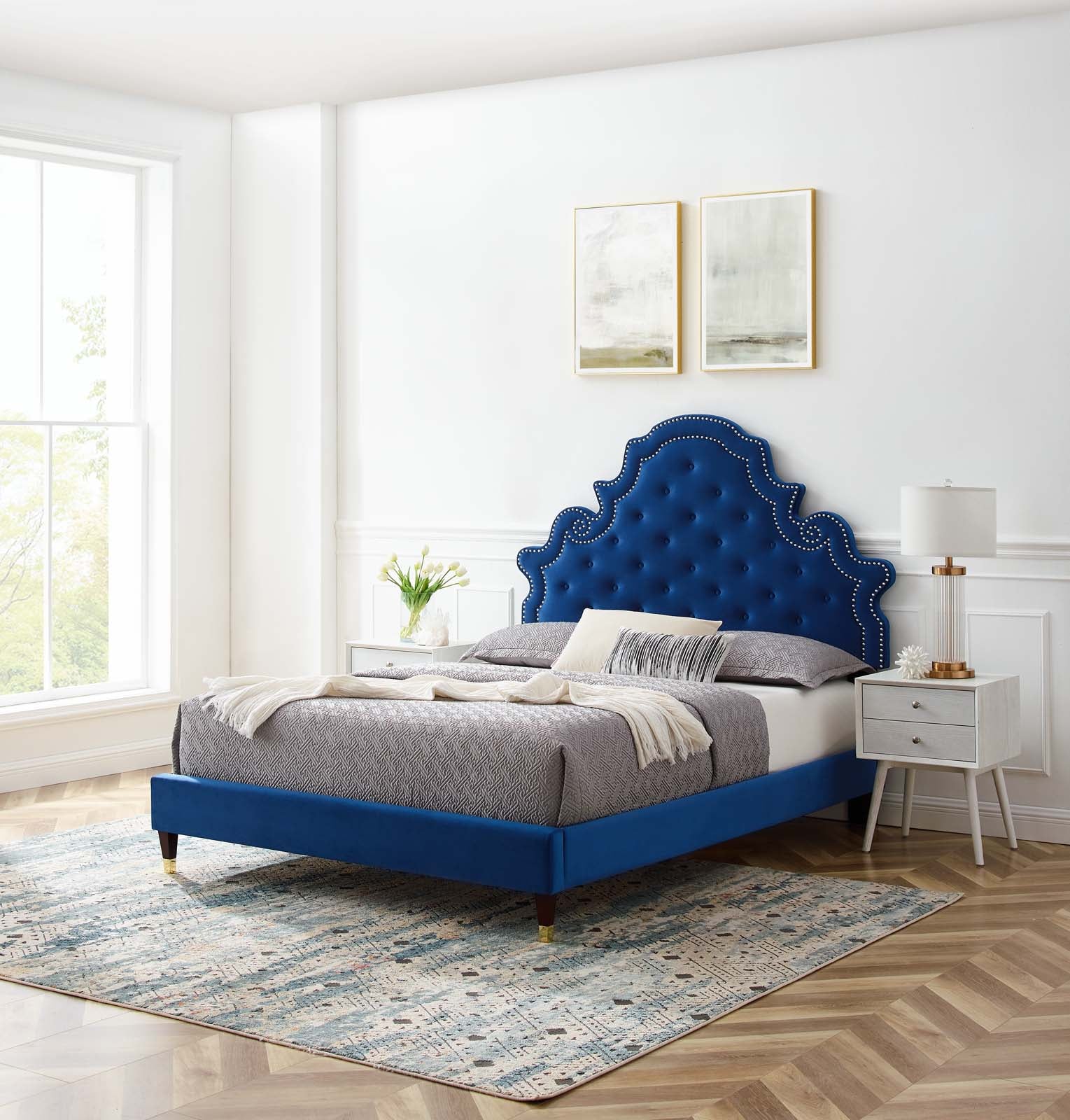 Gwyneth Tufted Performance Velvet Twin Platform Bed