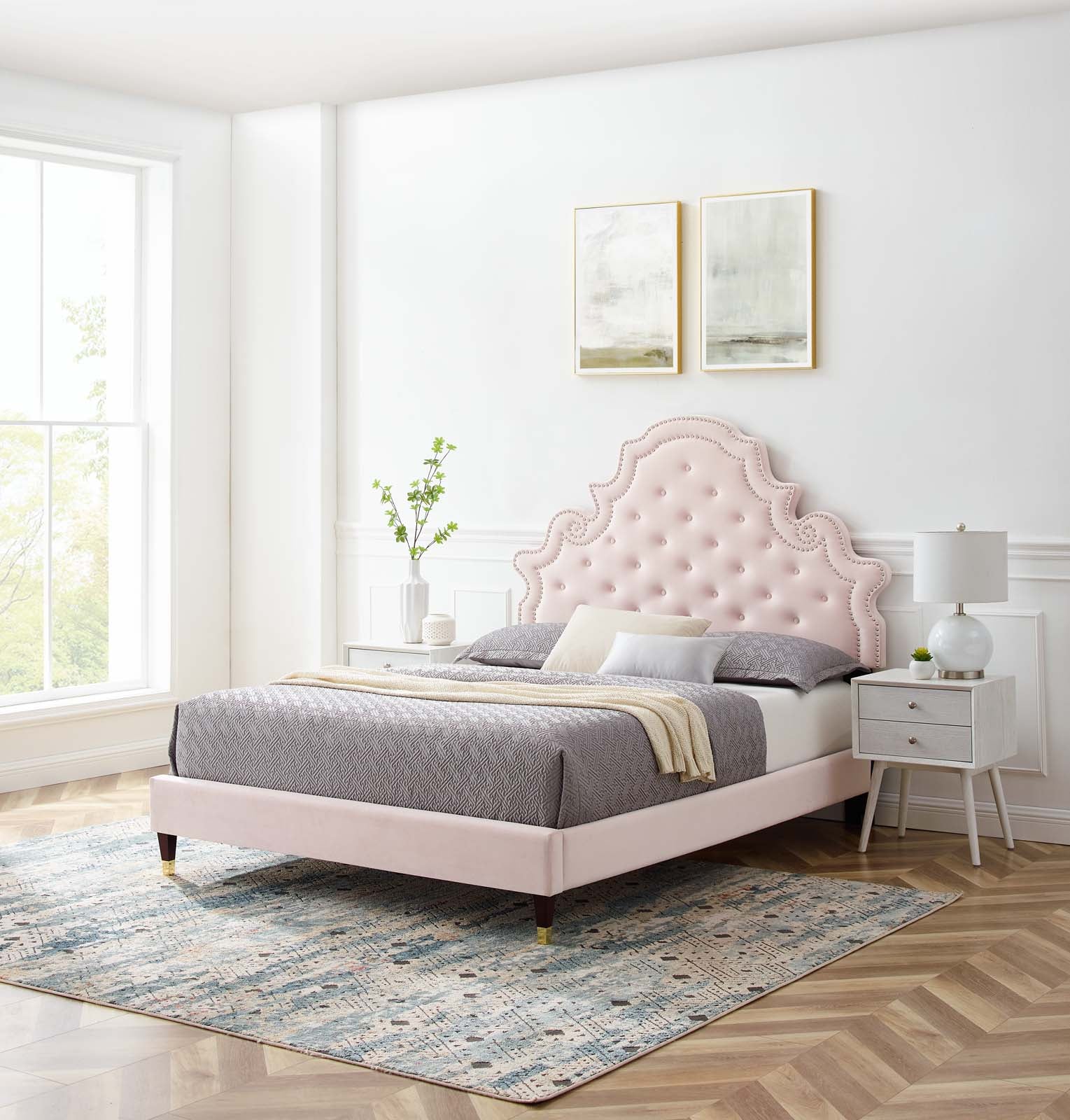 Gwyneth Tufted Performance Velvet Twin Platform Bed