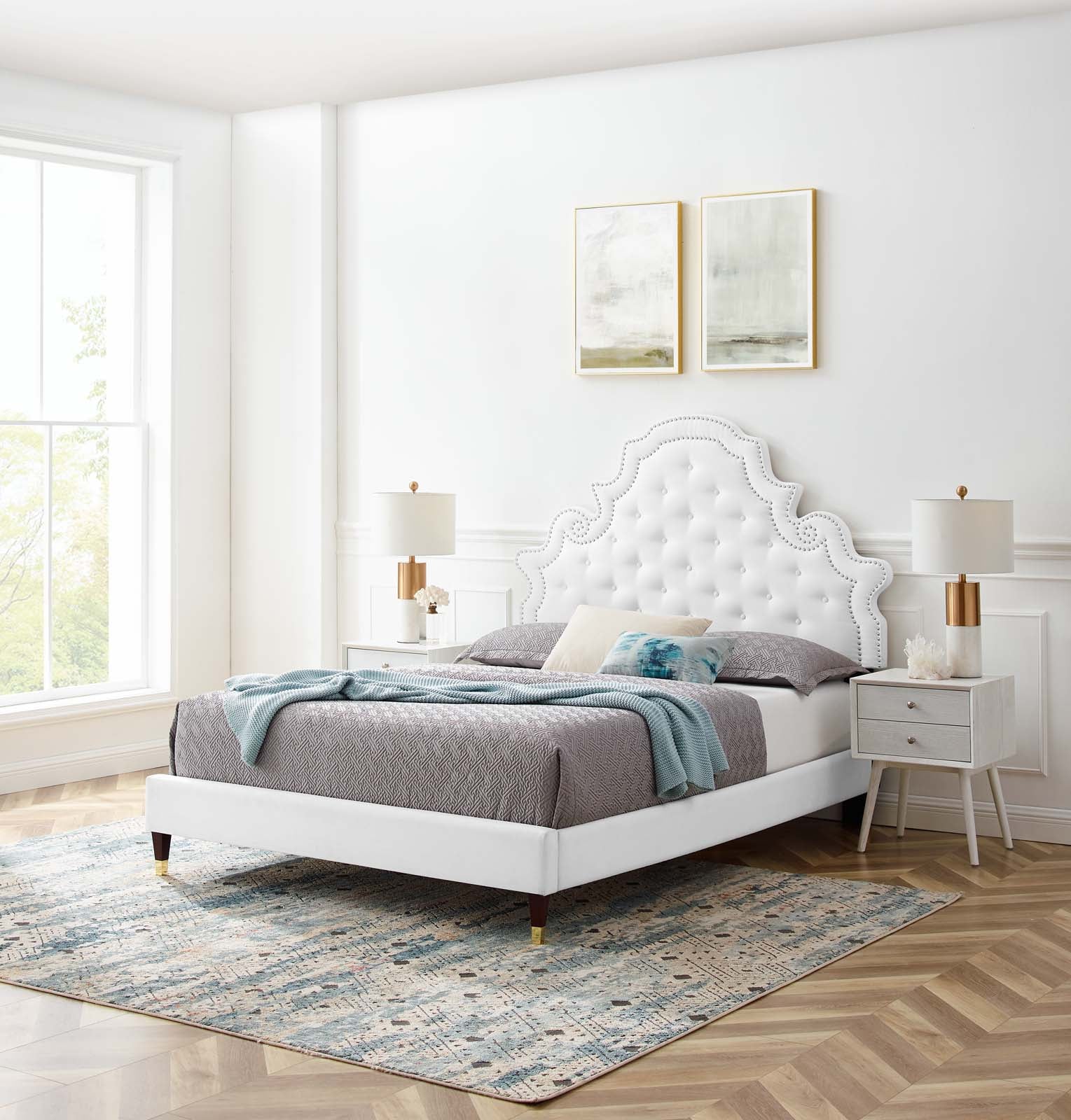 Gwyneth Tufted Performance Velvet Twin Platform Bed