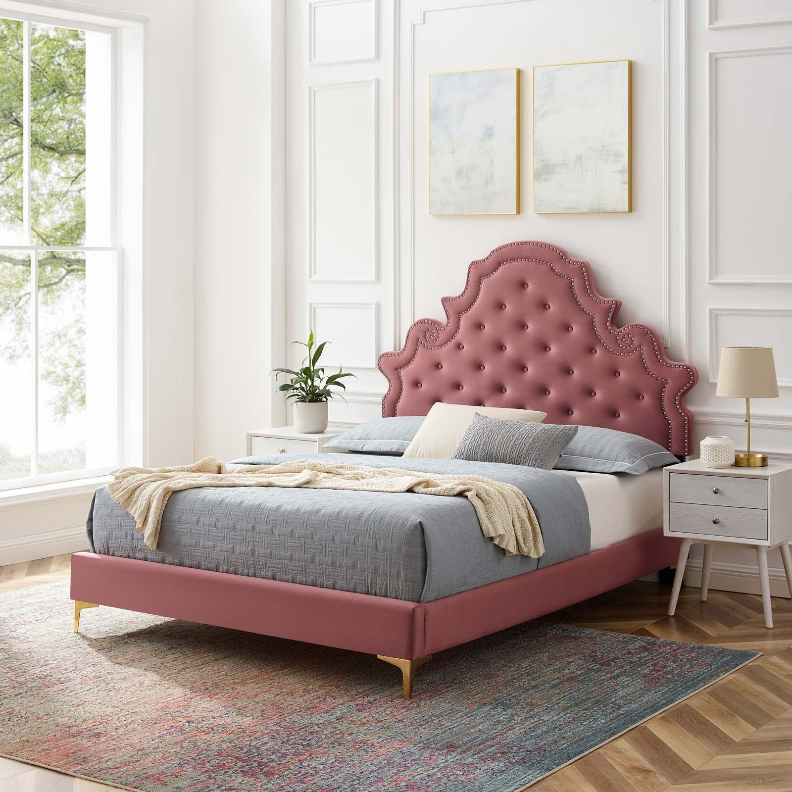 Gwyneth Tufted Performance Velvet Full Platform Bed - East Shore Modern Home Furnishings