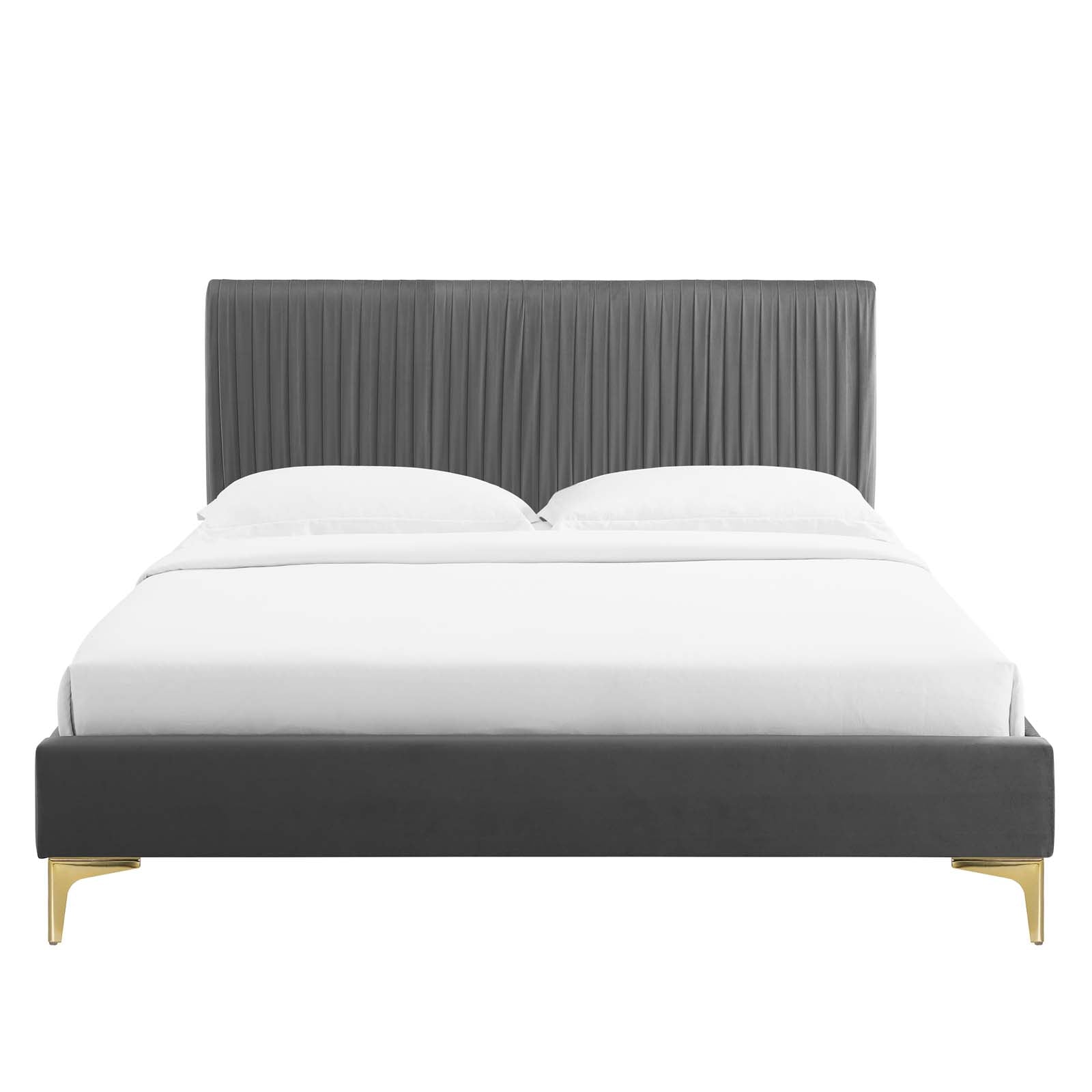 Peyton Performance Velvet Platform Bed with Gold Gold Legs - East Shore Modern Home Furnishings