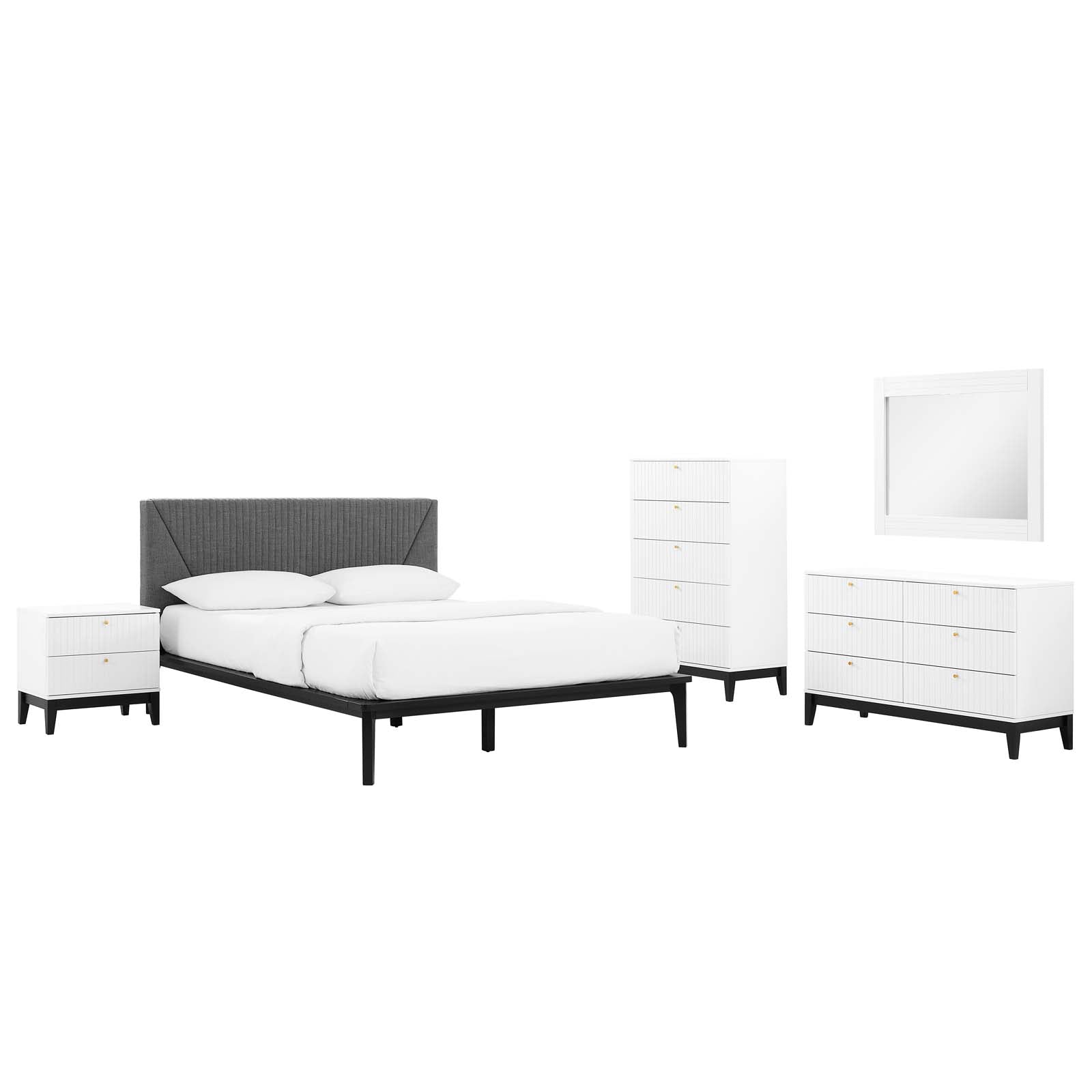 Dakota 5 Piece Upholstered Bedroom Set - East Shore Modern Home Furnishings