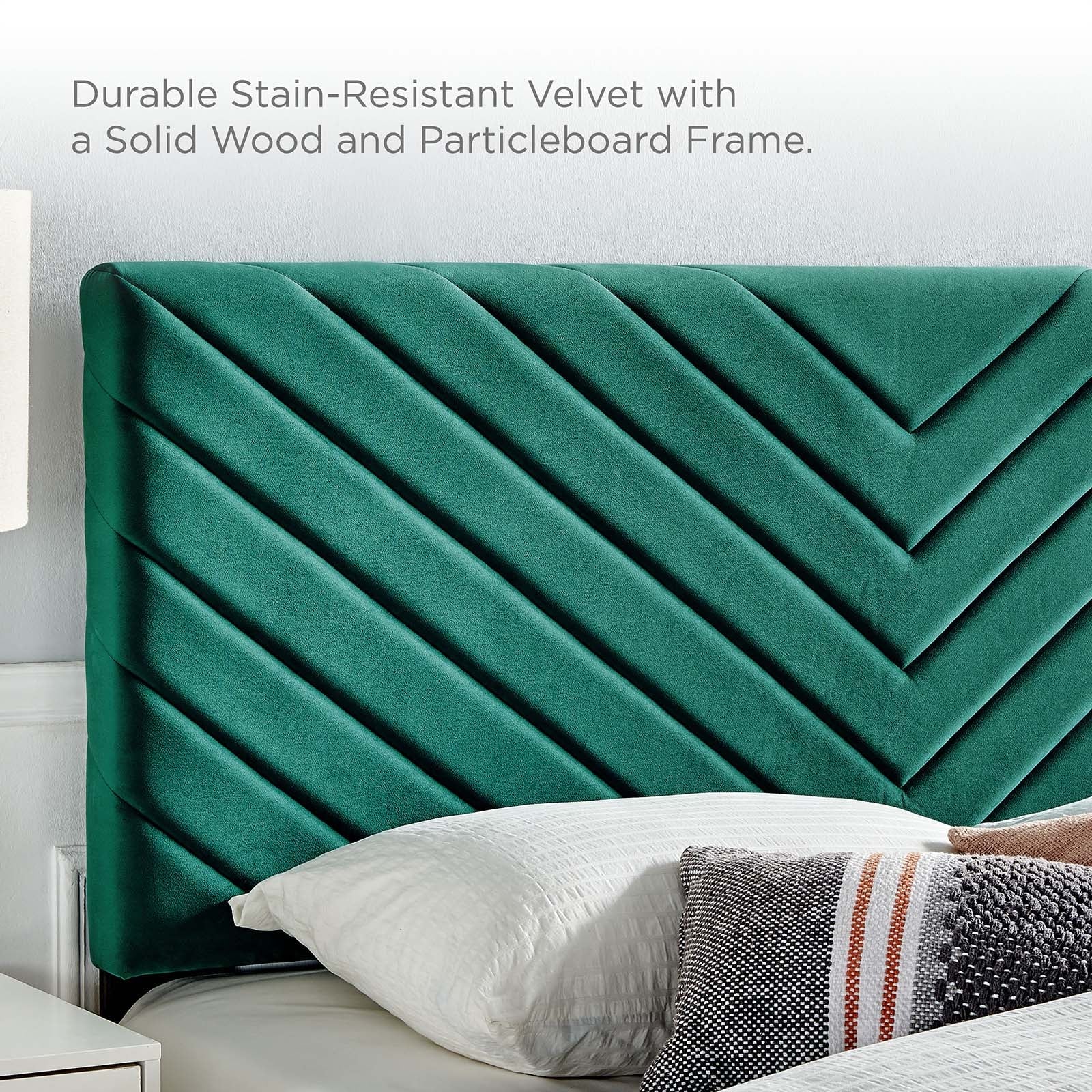 Roxanne Performance Velvet Platform Bed with Black Legs - East Shore Modern Home Furnishings