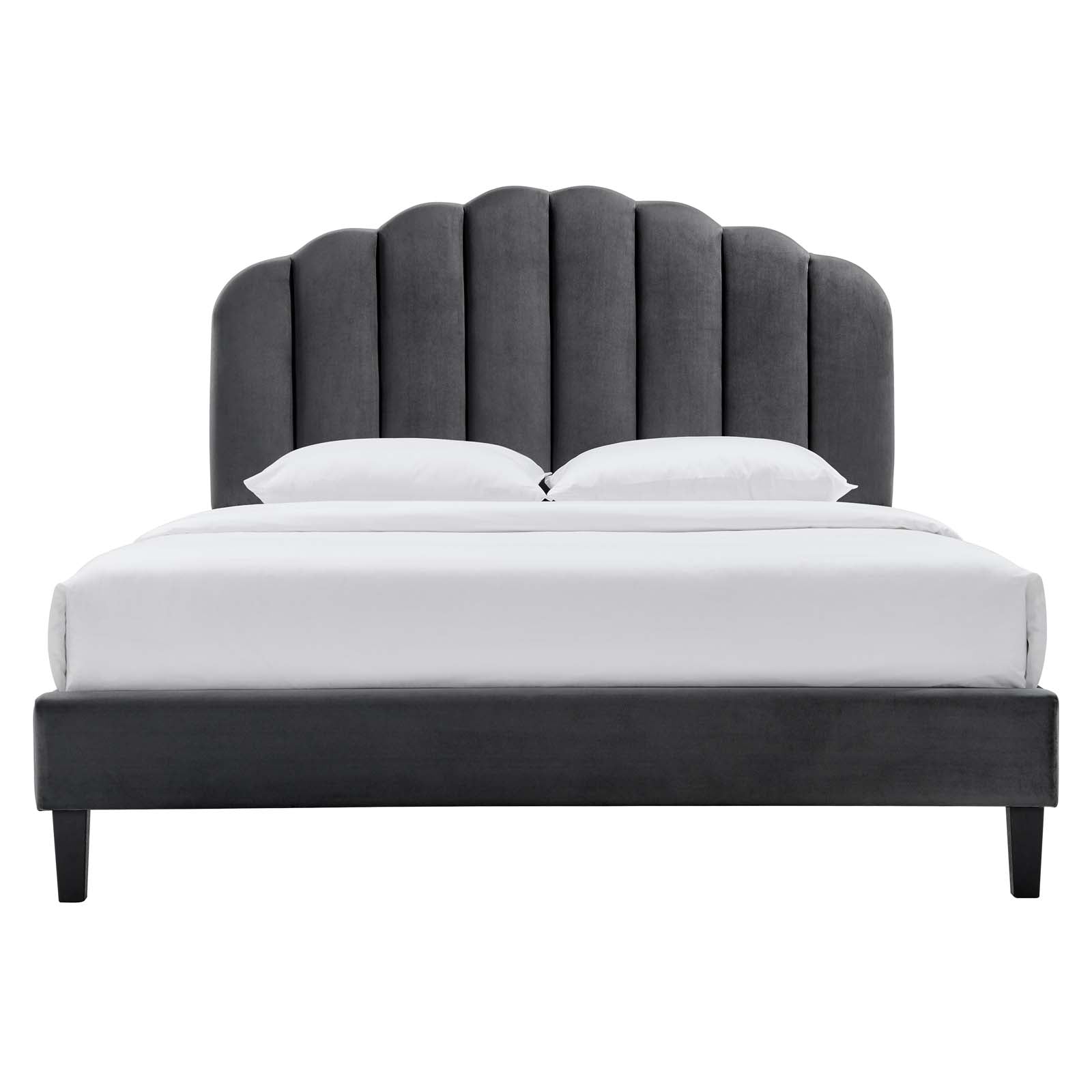 Daisy Performance Velvet Platform Bed with Black Legs - East Shore Modern Home Furnishings