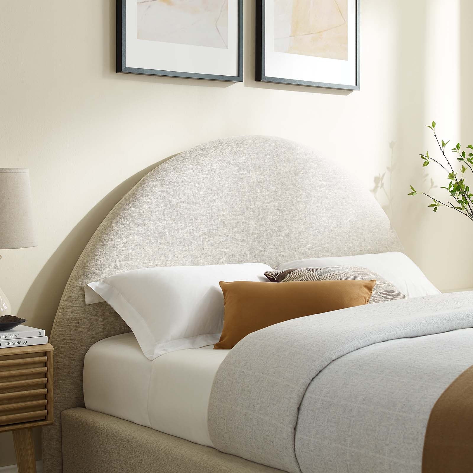 Resort Upholstered Fabric Arched Round Twin Platform Bed