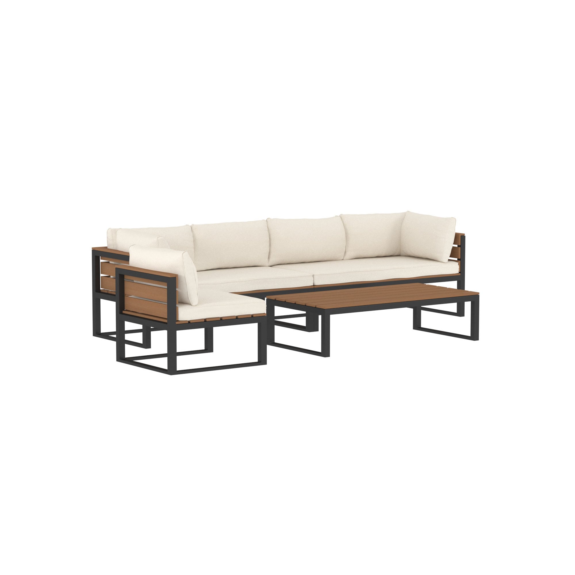 4-Piece Aluminum Outdoor Patio Conversation Set with Cushions