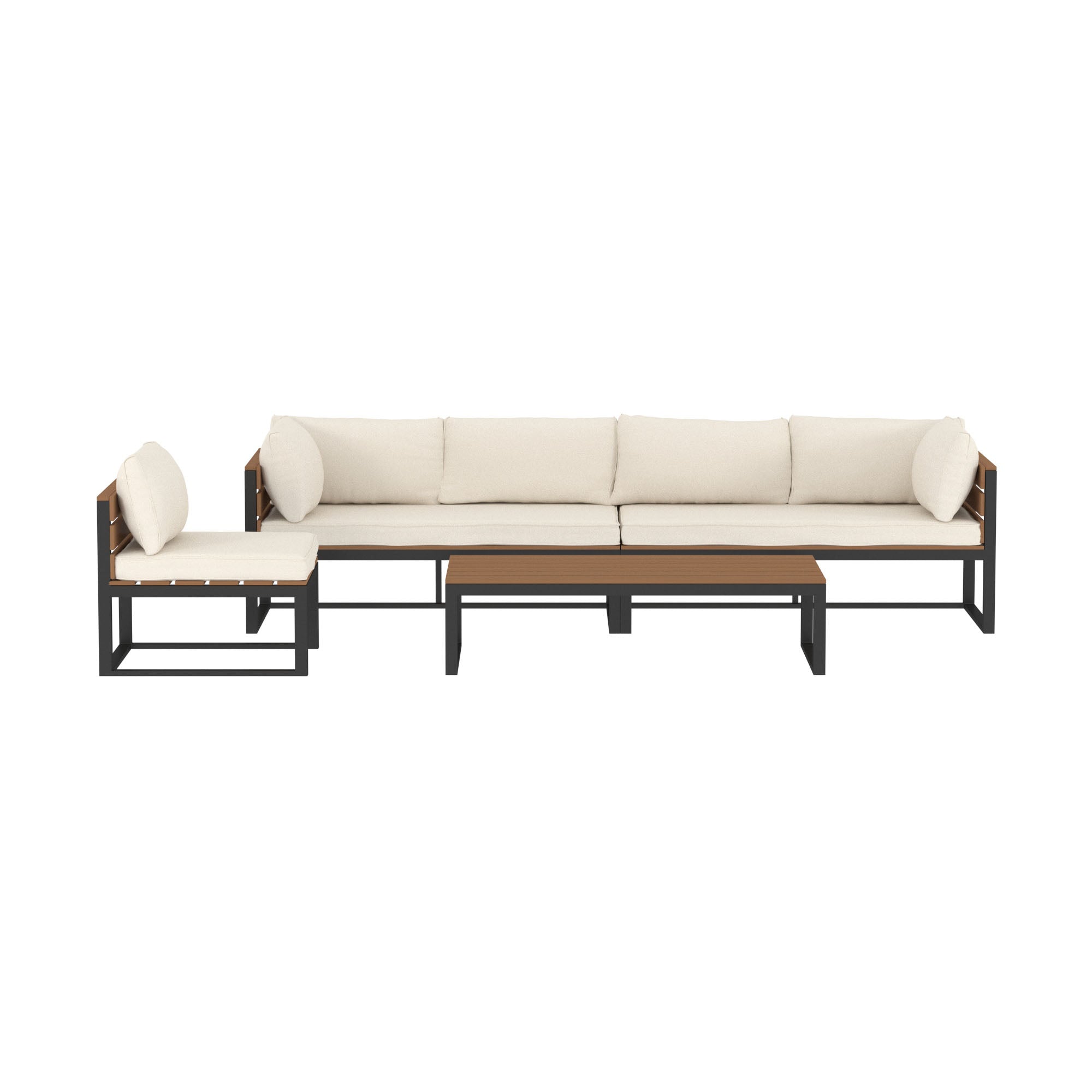 4-Piece Aluminum Outdoor Patio Conversation Set with Cushions