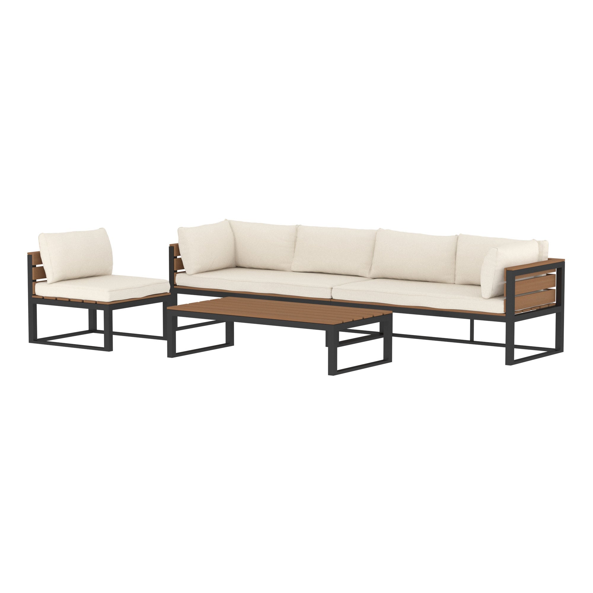 4-Piece Aluminum Outdoor Patio Conversation Set with Cushions - East Shore Modern Home Furnishings