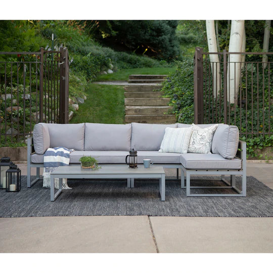 4-Piece Aluminum Outdoor Patio Conversation Set with Cushions - East Shore Modern Home Furnishings