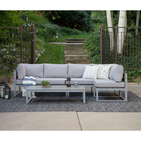 4-Piece Aluminum Outdoor Patio Conversation Set with Cushions