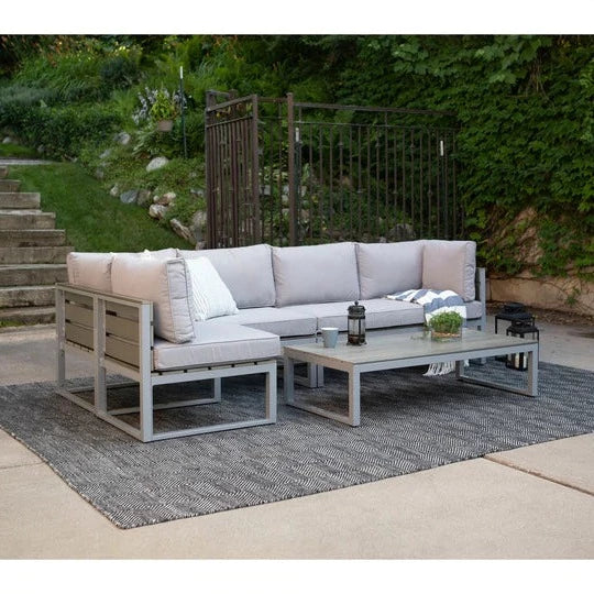 4-Piece Aluminum Outdoor Patio Conversation Set with Cushions - East Shore Modern Home Furnishings