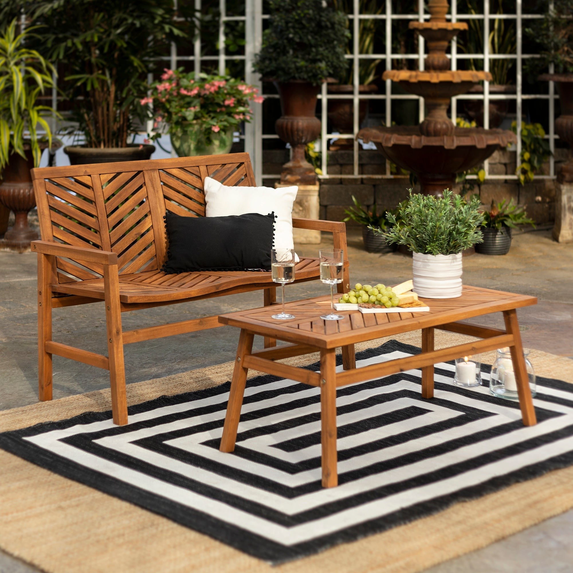 Vincent 2-Piece Chevron Outdoor Patio Chat Set - East Shore Modern Home Furnishings