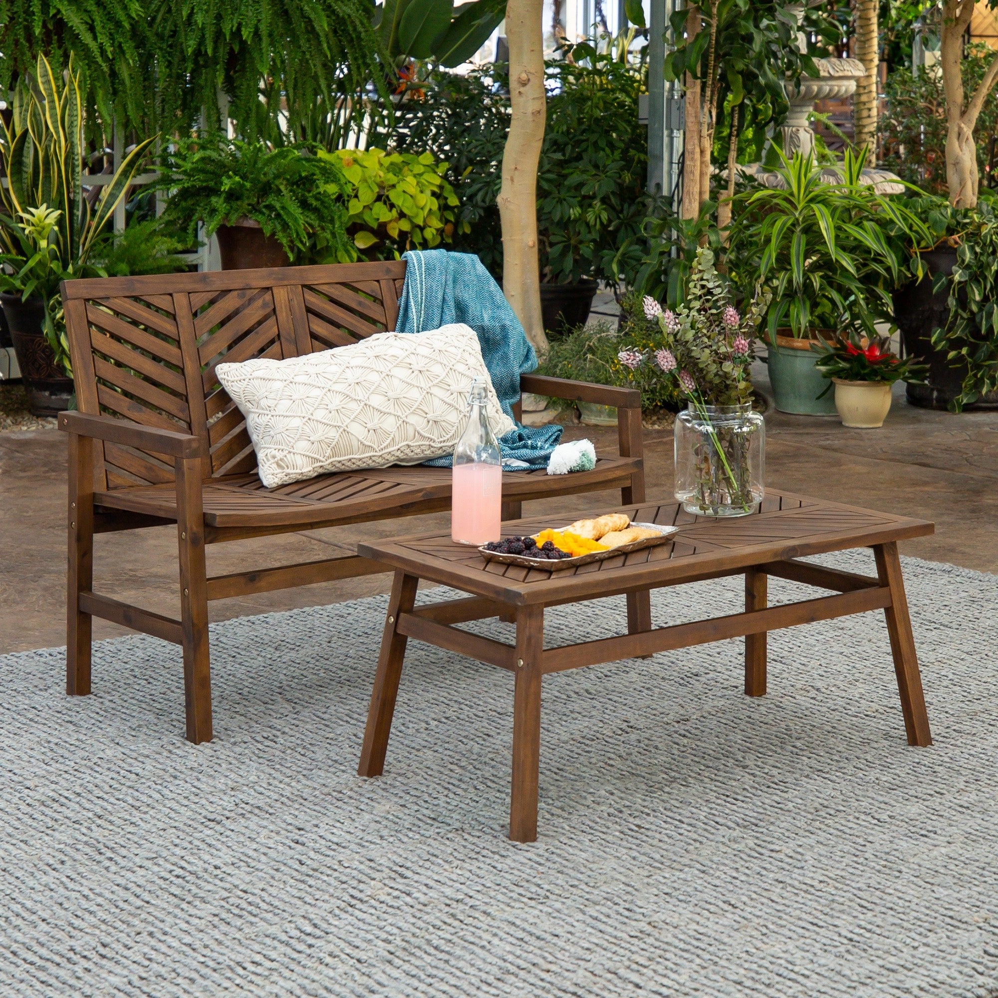 Vincent 2-Piece Chevron Outdoor Patio Chat Set - East Shore Modern Home Furnishings