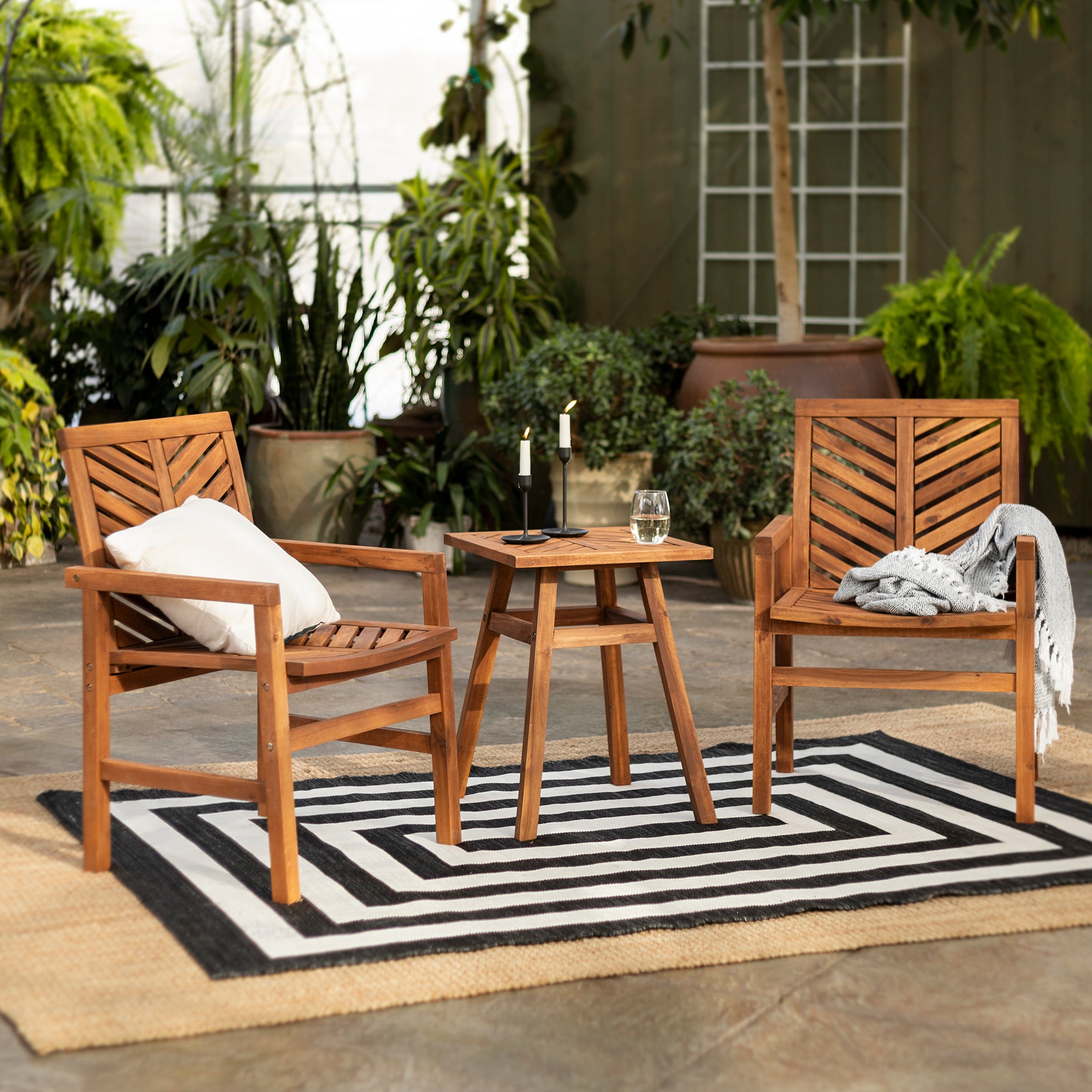 Vincent 3-Piece Chevron Outdoor Patio Chat Set - East Shore Modern Home Furnishings