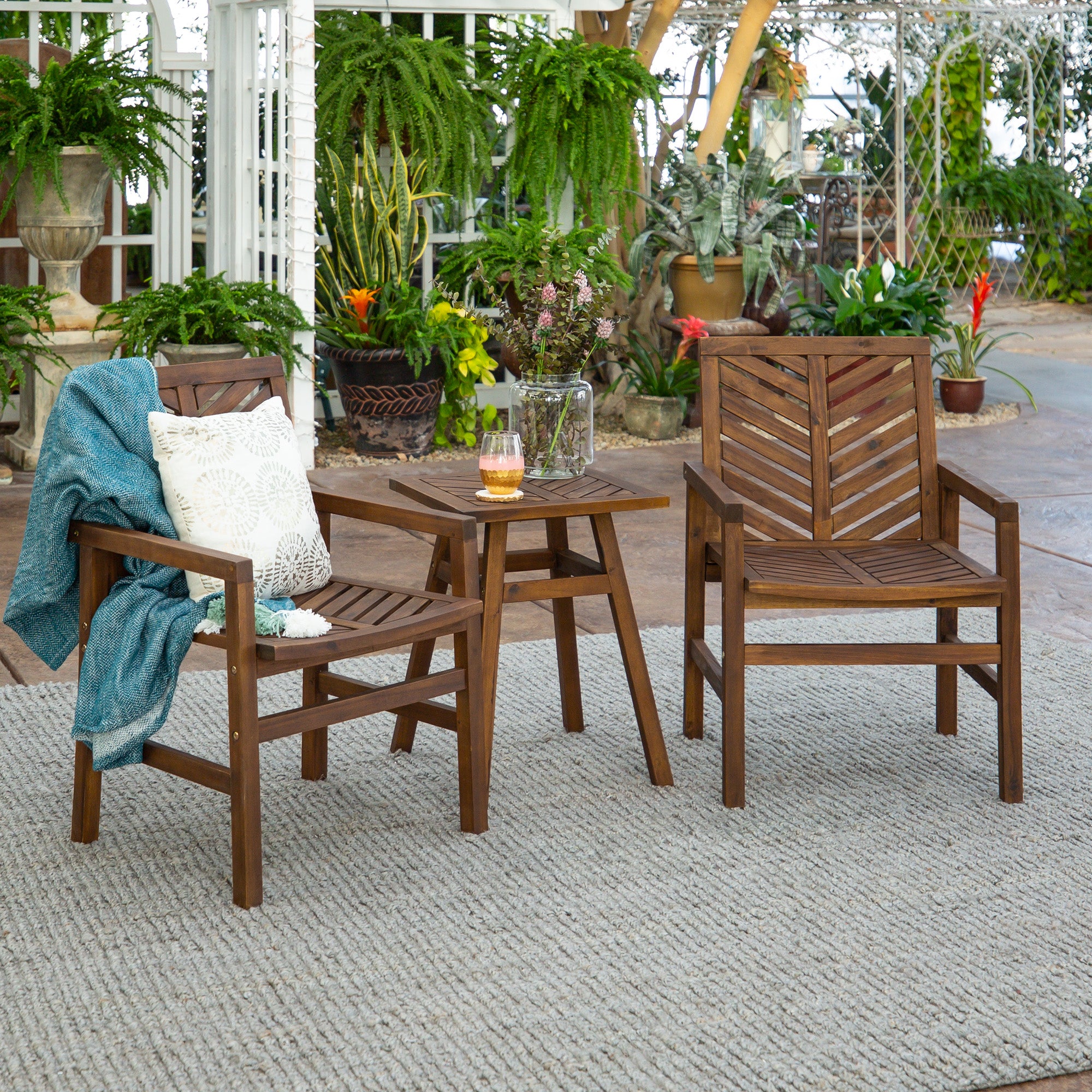 Vincent 3-Piece Chevron Outdoor Patio Chat Set - East Shore Modern Home Furnishings