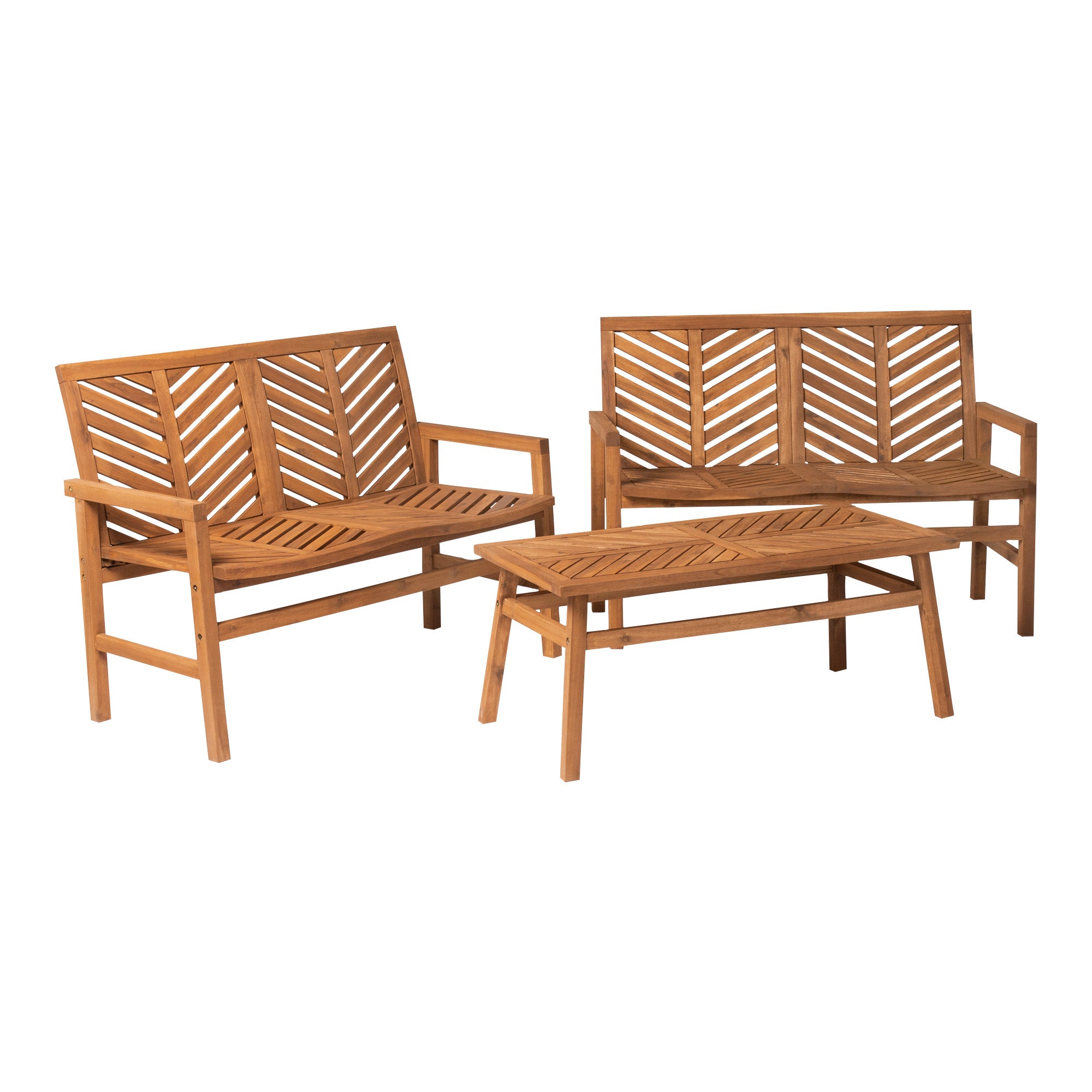 Vincent 3-Piece Chevron Outdoor Patio Loveseat Chat Set - East Shore Modern Home Furnishings